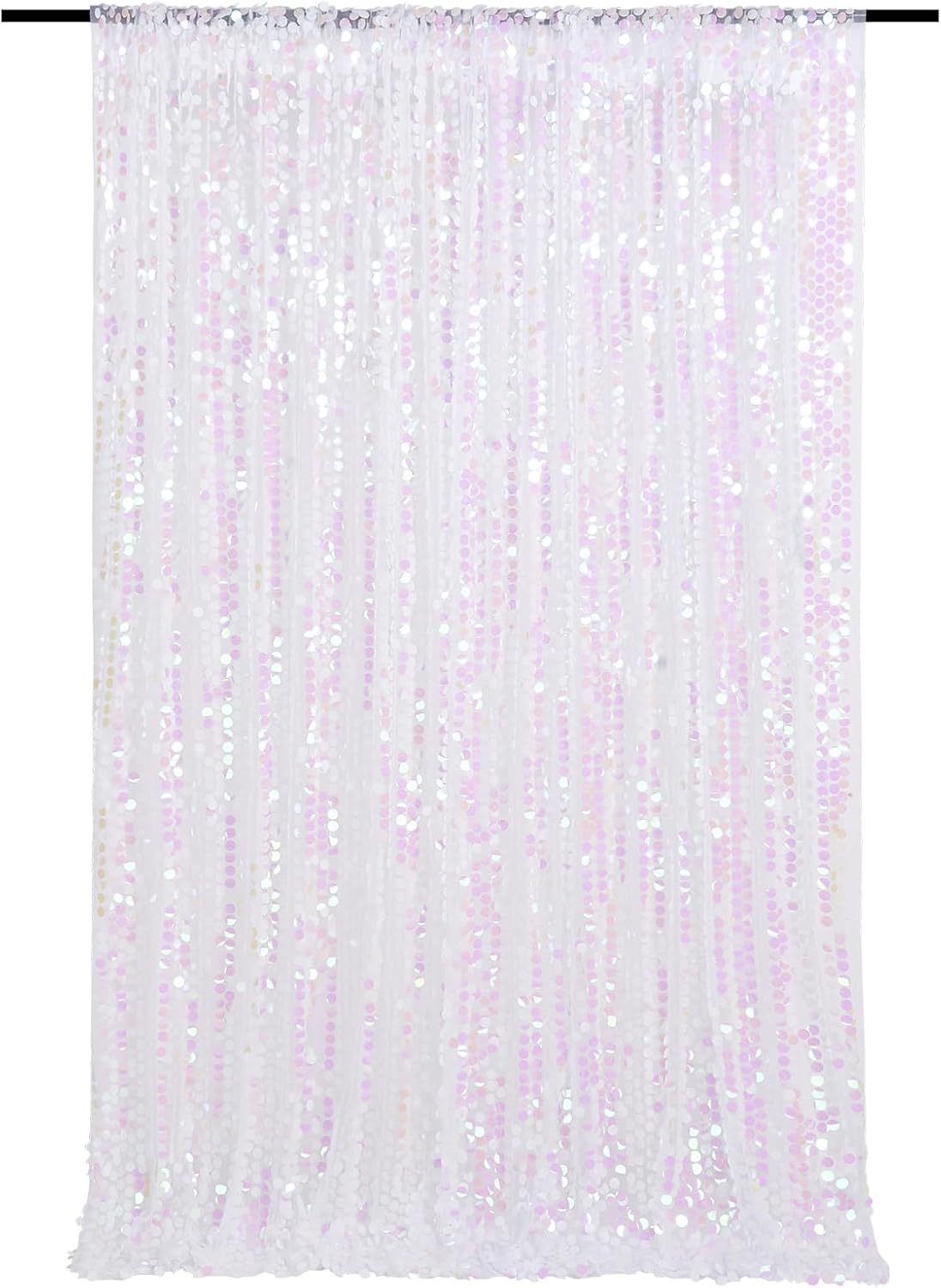 Glitter Backdrop Curtains 4ftx8ft White Iridescent Sequin Drapes Panels Mermaids Party Undersea World Party Wall Decorations Background Fabric
