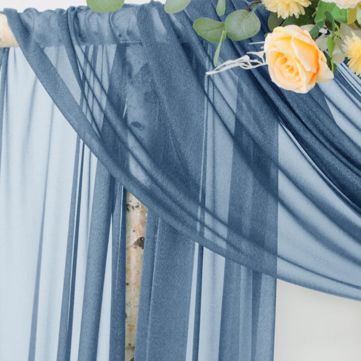 Socomi Wedding Arch Draping Fabric 29" x 20Ft 2 Panels Dusty Blue Sheer Outdoor Curtain Drapes Extra Long for Bridal Baby Shower Ceremony Birthday Party Decor