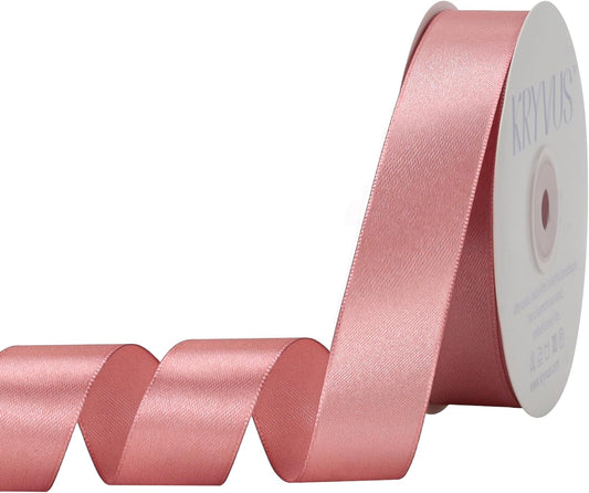 Rose Gold Satin Ribbon 1 inch X Continuous 50 Yards, Single Face Polyester Ribbon Perfect for Gift Wrapping, Flower Bouquet, Wedding Decor, Crafts, Bow Making, Sewing and More