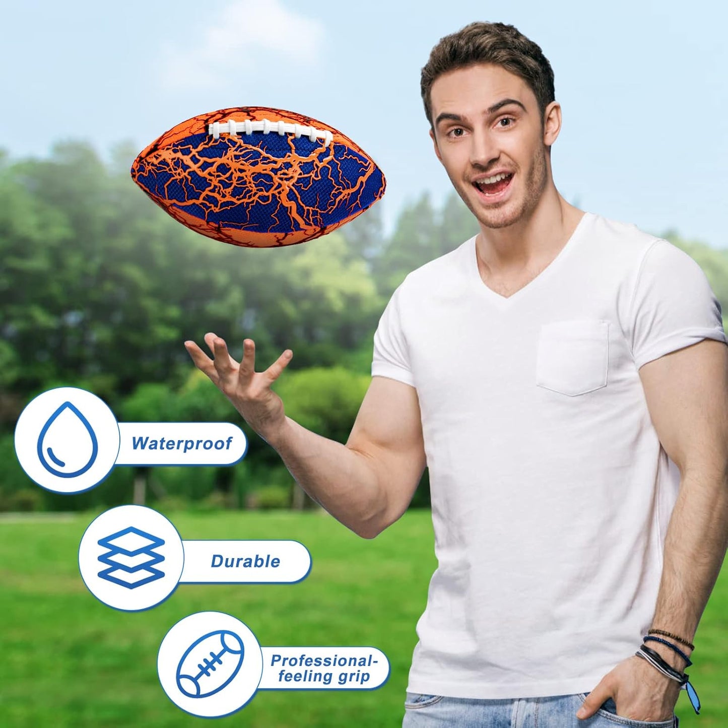 Jasonwell Pool Beach Water Football - Strong Grip Waterproof Soft Football for All-Weather Play Pool Toys Beach Games Backyard Outdoor Sports Toy Christmas Birthday Gifts for Kids Boys Teens Adults