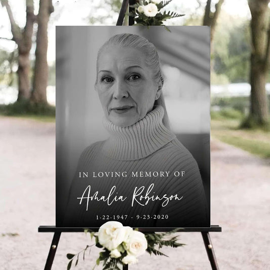 Personalized Funeral Welcome Signs, Celebration Of Life Yard Sign, Celebration Of Life Decoration, Custom Memorial Signs, Minimalist Celebrate of Lifes Sign With Photo, Memory Signage For Funerals #20