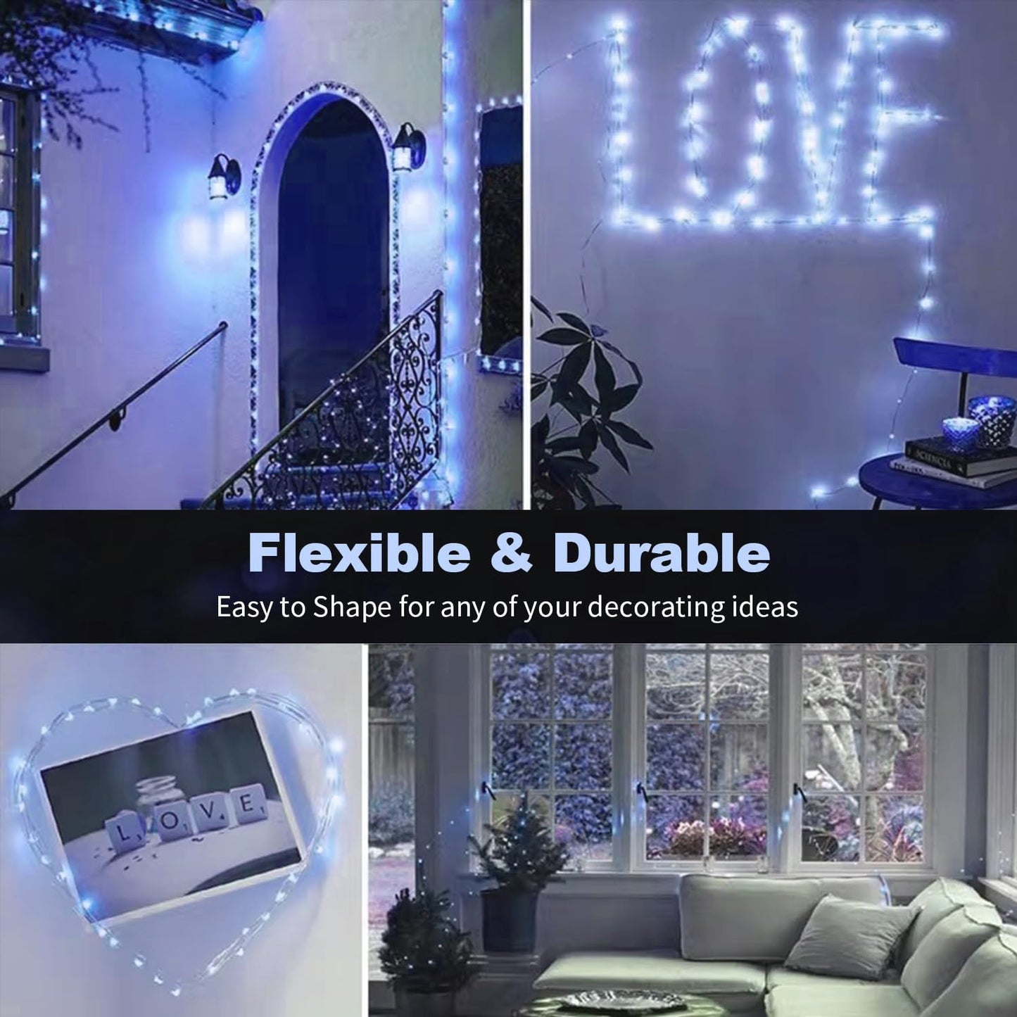 20 Pack LED Fairy Lights Battery Operated,3 Features Blinking Slowly Blinking & just on 7FT 20 LED Waterproof Mini Twinkle String Lights for Wedding Mason Jars Party Christmas Decorations,Blue