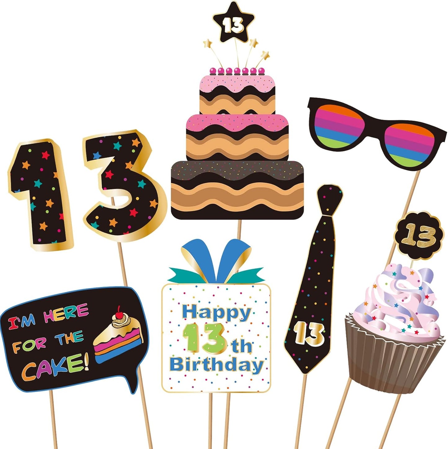 BRT Bearingshui 13th Photo Booth Props - Birthday Party Accessories, Signs & Decorations