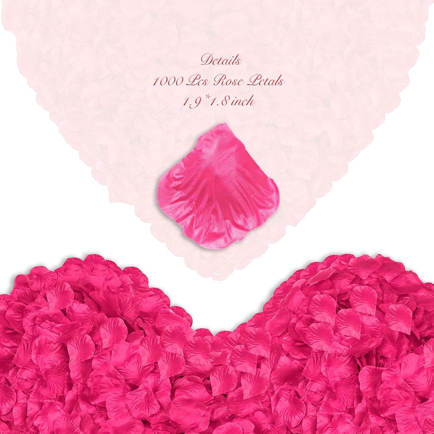1000Pieces Rose Petals, Artificial Flower Petals Fake Rose Petals for Romantic Night,Wedding,Proposal Anniversary Flower Decorations (Rose Red)