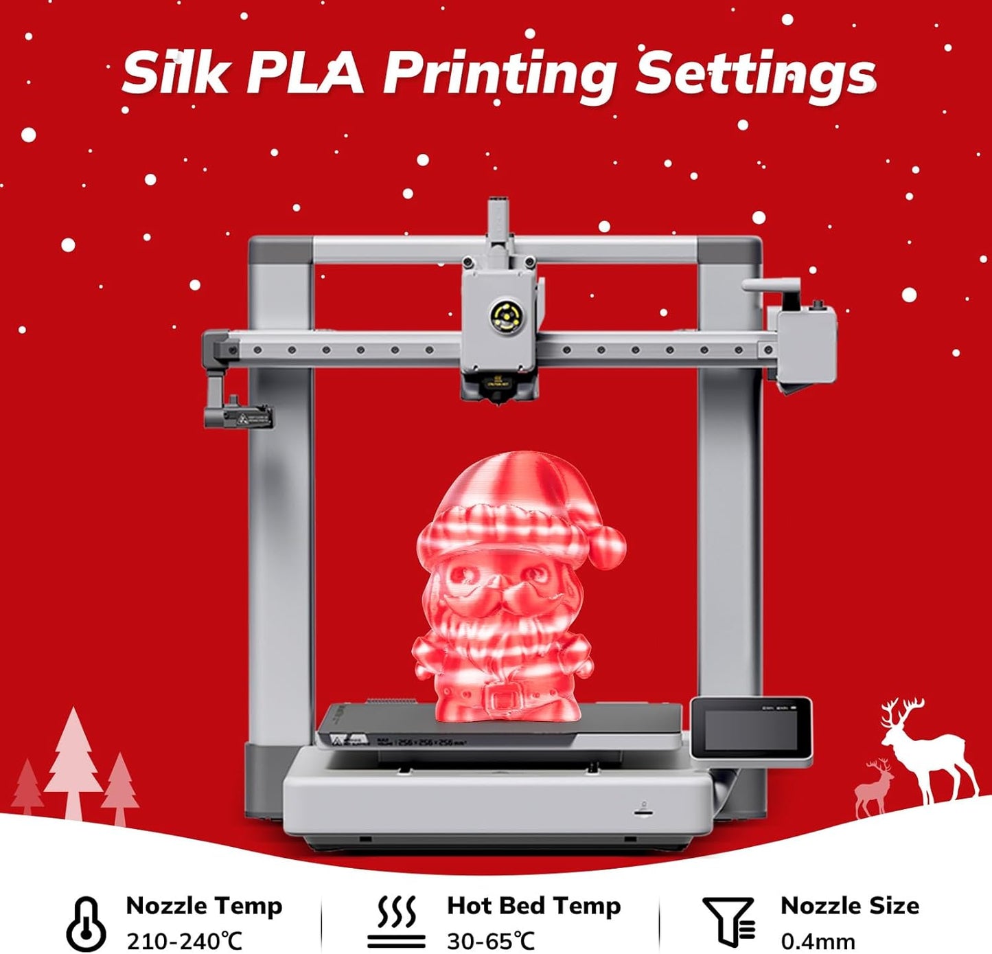 AMOLEN Silk PLA 3D Printer Filament, Shiny Multicolor Christmas Rainbow PLA Filament 1.75mm, Fast Color Change PLA 3D Printing Filament for Most FDM 3D Printer, Red White, 1kg (2.2lbs)