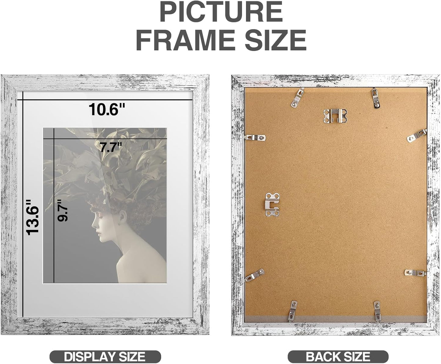 TWING Rustic Picture Frames 11x14 Set of 6, Distressed White Composite Wood Large Gallery Wall Frame Set Display Photos 8x10 with Mat or 11x14 without Mat Wall Mounting, Ideal Valentine Gifts for