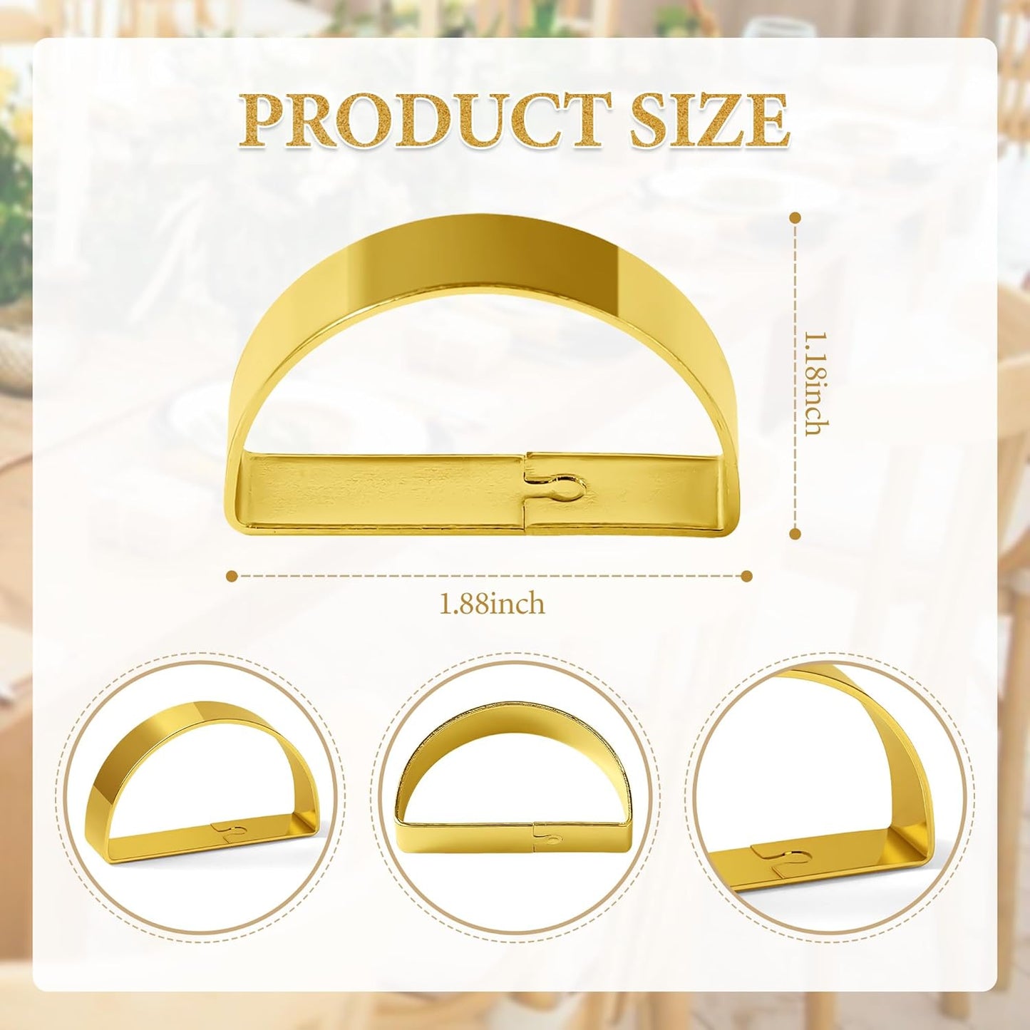 20PCS Gold Napkin Rings Iron Material Bright Gold Napkin Holder, Fall Thanksgiving Christmas Easter Napkins Rings for Daily Table Decor Wedding, Banquet, Party