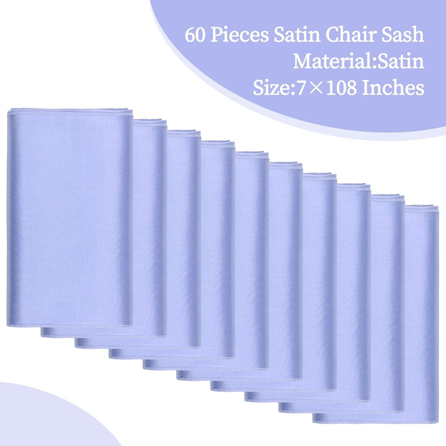fani 60 PCS Lavender Satin Chair Sashes Bows Universal Chair Cover for Wedding Reception Restaurant Event Decoration Banquet,Party,Hotel Event Decorations (7 x 108 inch)