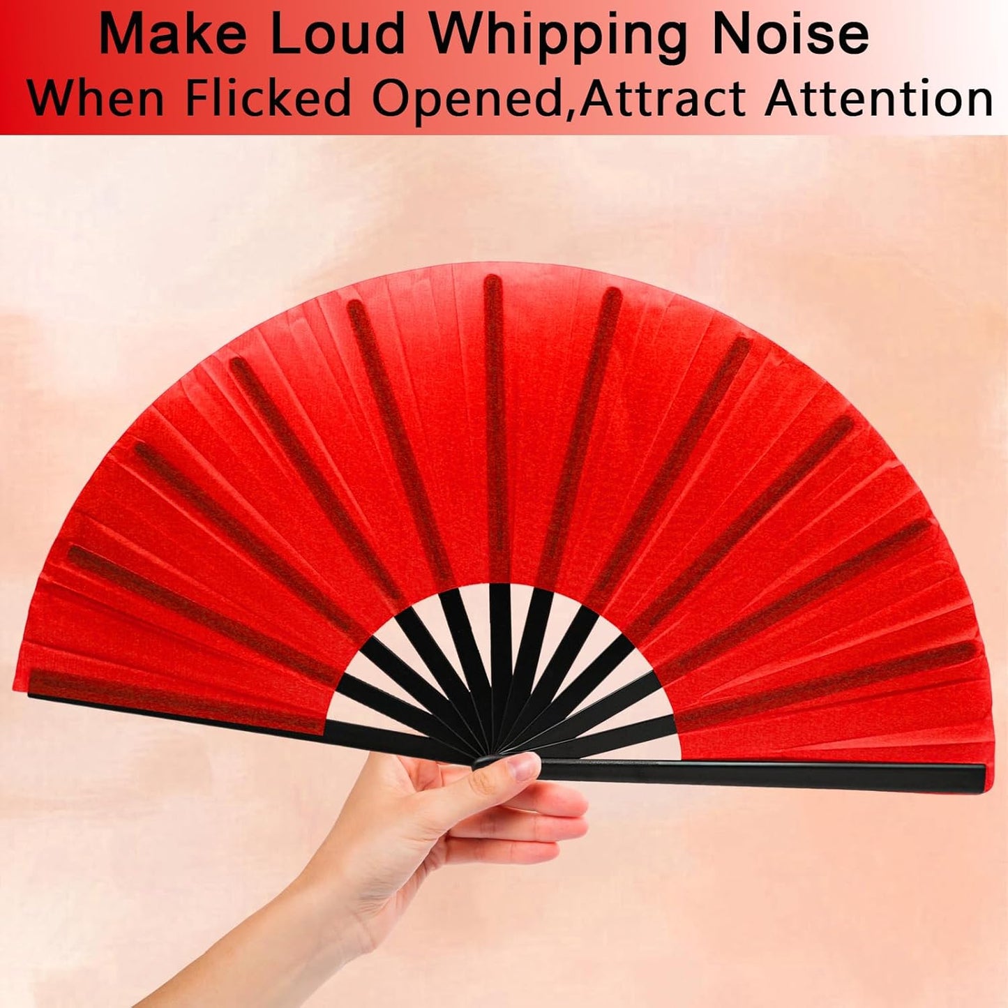 13inch Large Rave Fan Popping Clacking Fans for Line Dancing,Hand Fans for Women Foldable,Boots on The Ground Fan,Portable for Outdoor,Wedding,Party,Decoration (2pcs red)