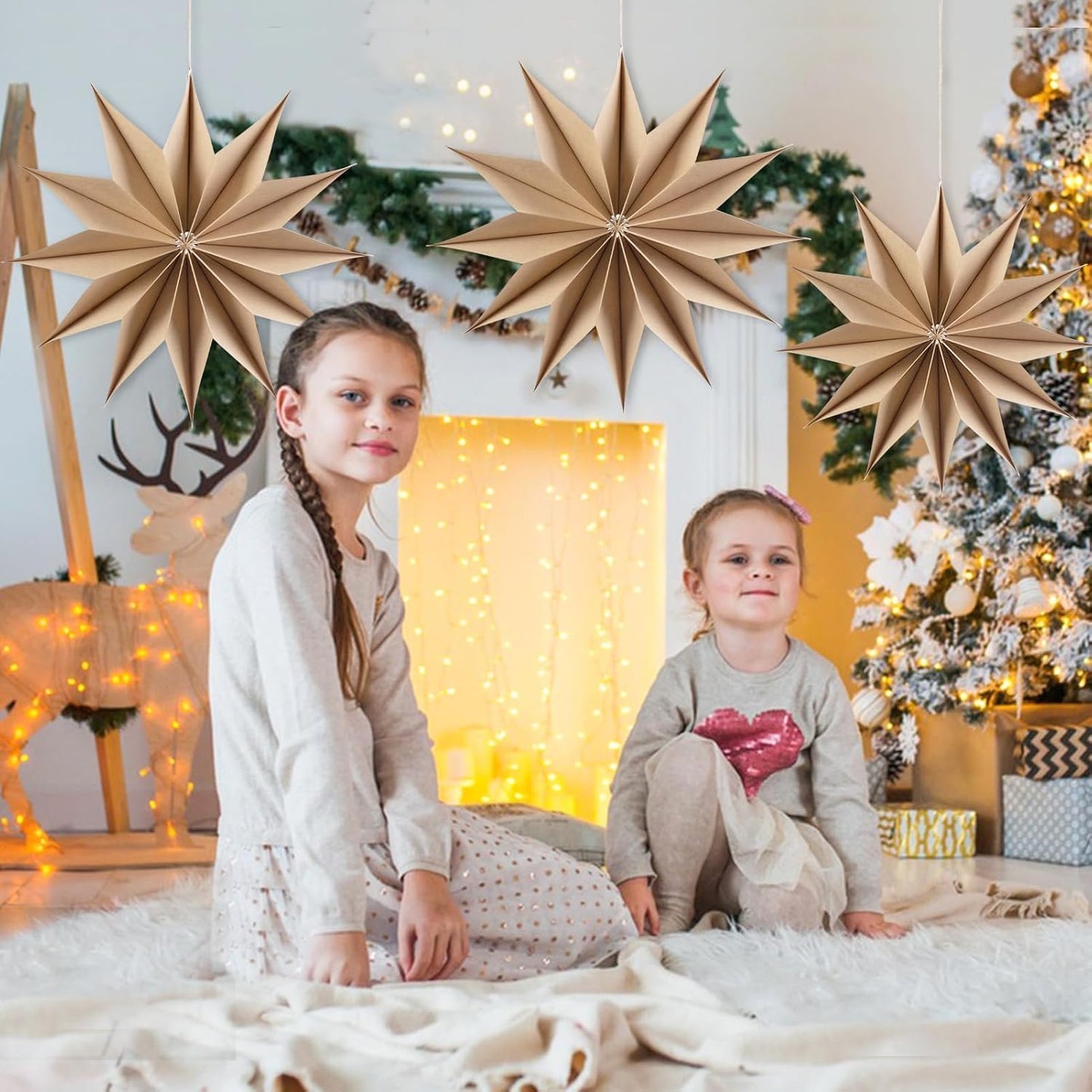 Easy Joy 3Pcs Boho Paper Landern Star