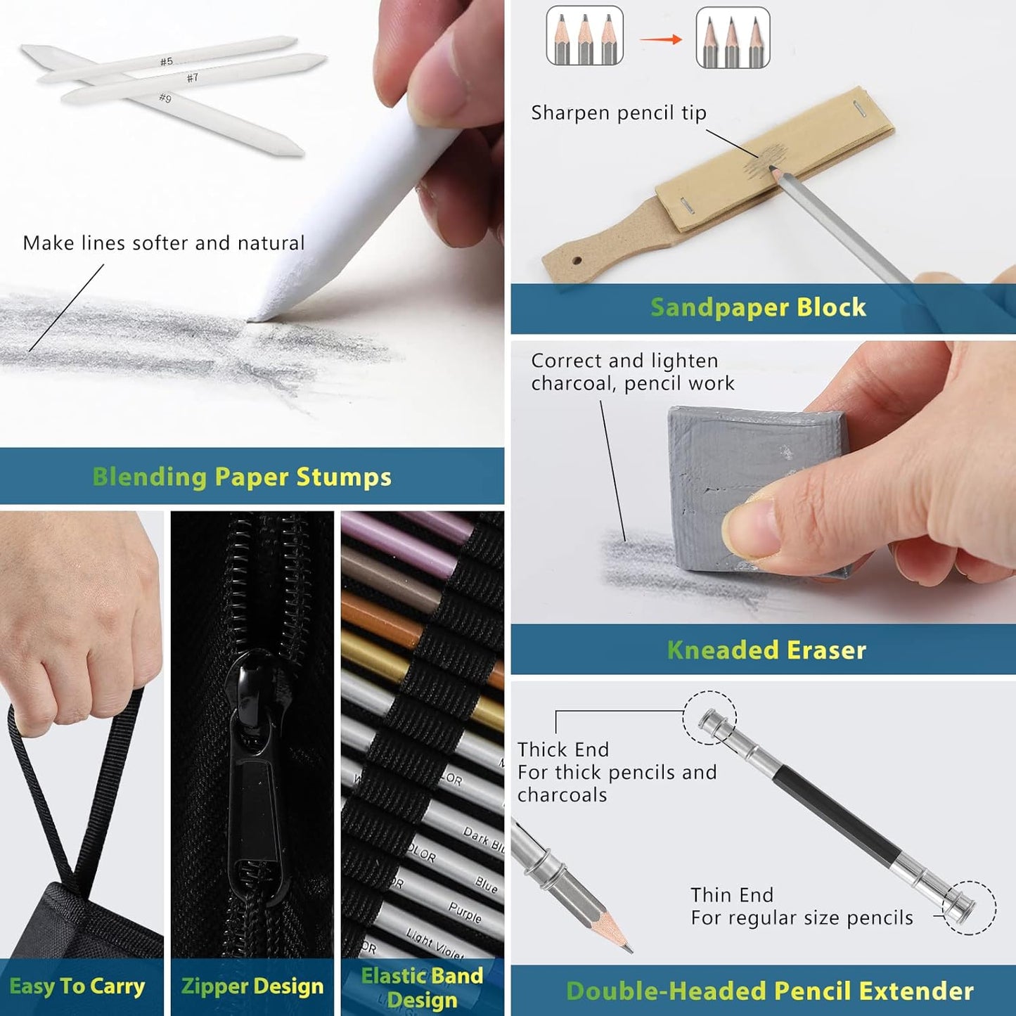 Vnzil 72 Pack Drawing Set Sketching Kit, Art Supplies for Artists, Beginners, Adults, Teens, Premium Art Kit with 50 Sheets Sketch Book, Colored, Watercolor, Metallic, Graphite, Charcoal Pencils