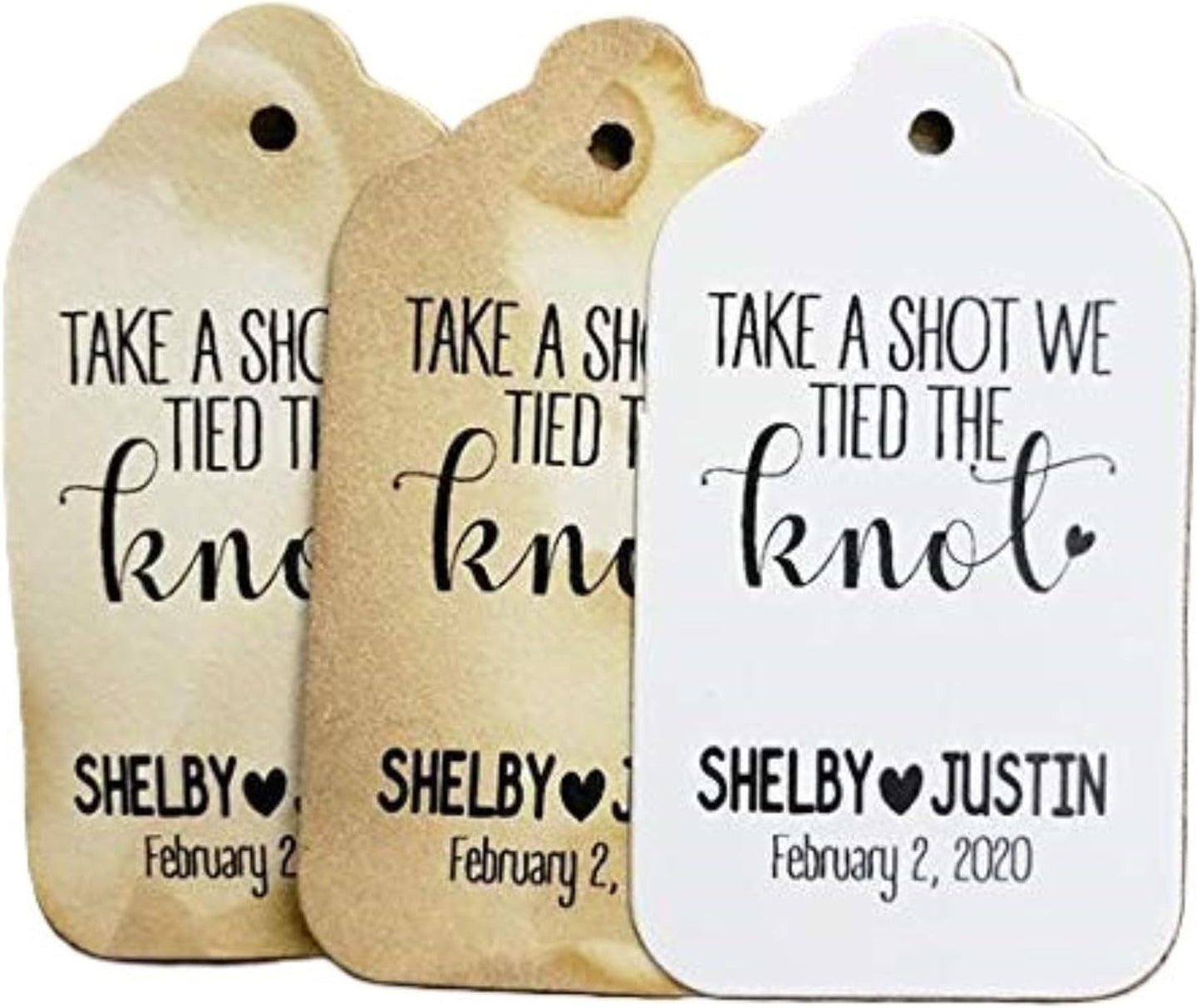Take a Shot We Tied The Knot Personalized CardStock Favor Tag Sets of 25 Tags (My Medium tag) 1 3/8" x 2 1/2"