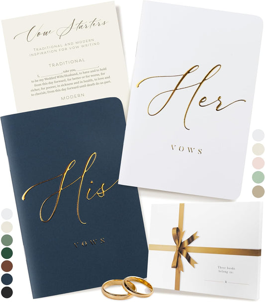 ARTESORI Premium Wedding Vow Book for Her & Him, Soft Touch, Gold Foil, 28 Lined Pages, Wedding Vow Books His and Hers, Wedding Essentials, Wedding Registry Ideas, His and Hers Gifts [White & Navy]