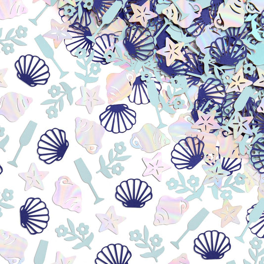 xo, Fetti Coastal Party Foil Confetti - 200 pc | Beach Engagement Party Decoration, Bachelorette Table Decor, Bridal Shower Supplies, Beach Birthday Tablescape