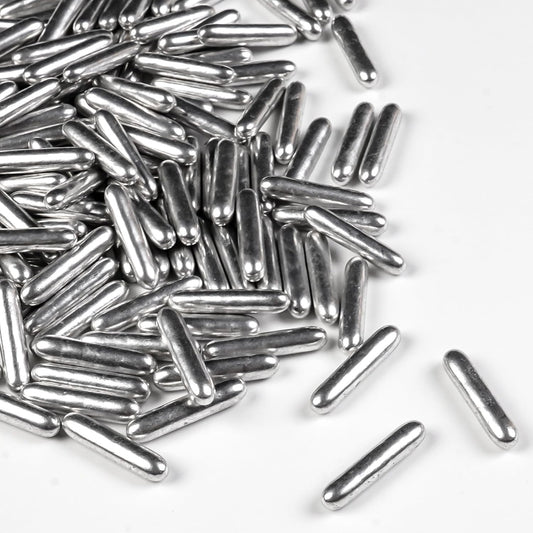 Silver Rods Sprinkles, Sugar Sprinkles For Cake Decorating, 150g/5.29oz, Food Grade, Ice Cream Decoration, Cupcake Toppers, Donuts, Cookies, Holiday, Birthday Party, Christmas Supplies