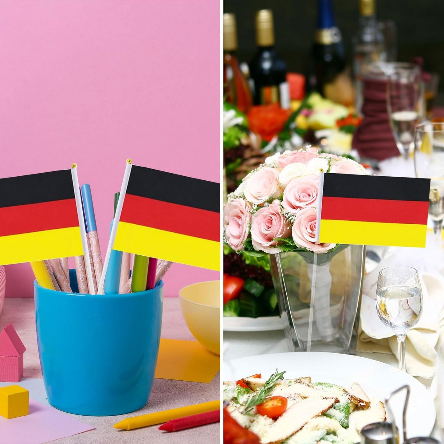 German Flag German Flag, Small Mini Handheld German Flags on Stick, Ideal for Party Parades Sports Events Patriotic Festival Decorations