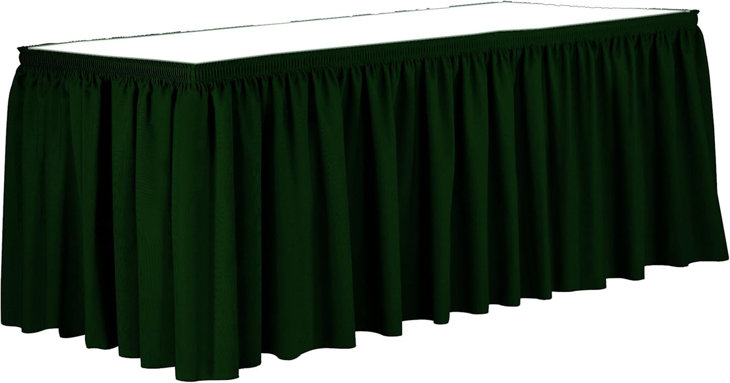Ultimate Textile Pleat Polyester Fabric Table Skirt - Machine Washable Flame Resistant with Clips for Events, Weddings & Trade Shows, Cut & Sewn in Paterson, NJ - Hunter, 14' Shirred Pleat