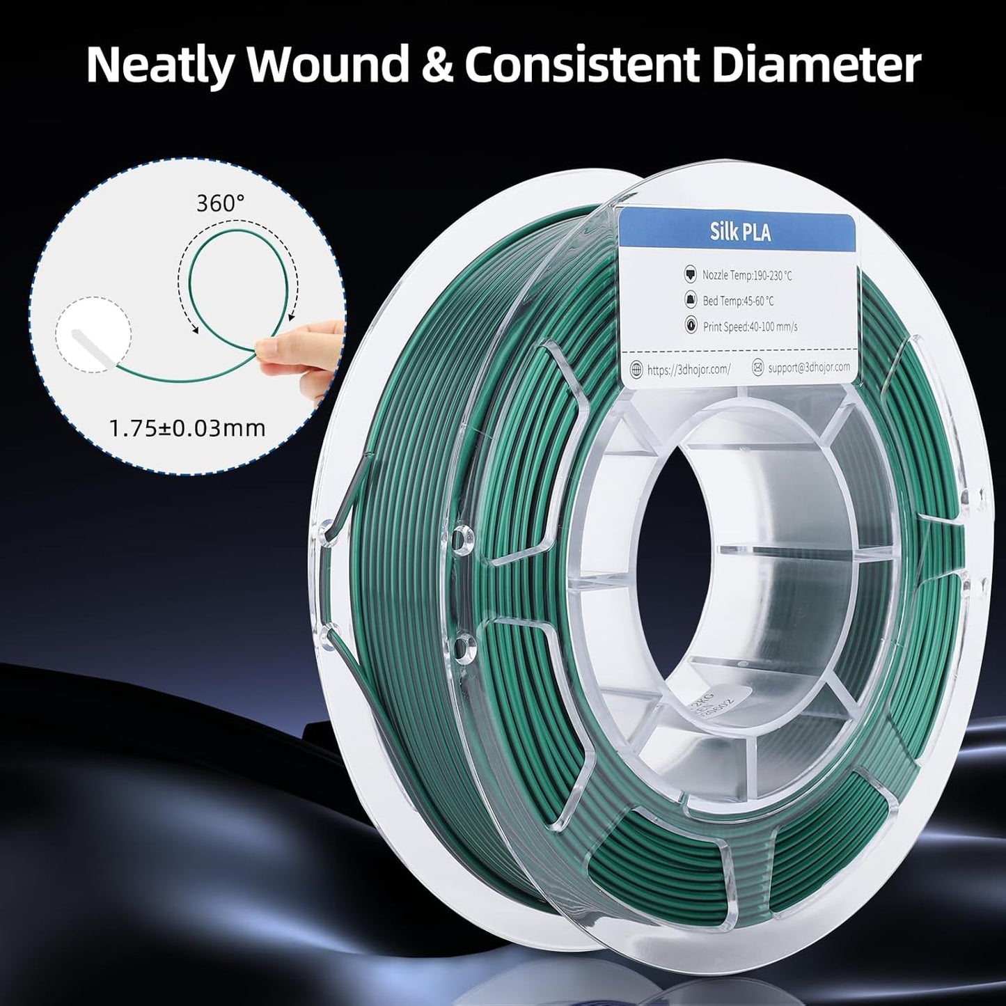 3D Printer Filament Bundle, Silk PLA Filament 1.75mm, Dual Color Filament 200gX 4 Spools Silk Filament Bundle Multicolor