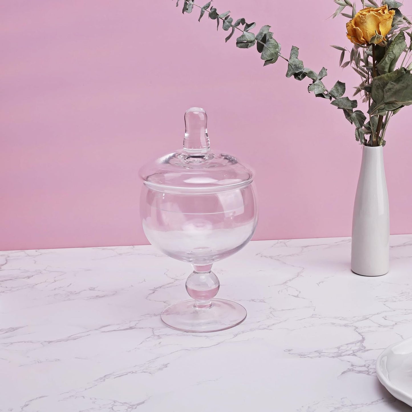 Glass Apothecary Jars with Lids, Small Storage Containers, Set of 3 Wide Mouth Storage Candy Jar Decorative Candy Buffet Organizer Canisters Elegant Kitchen