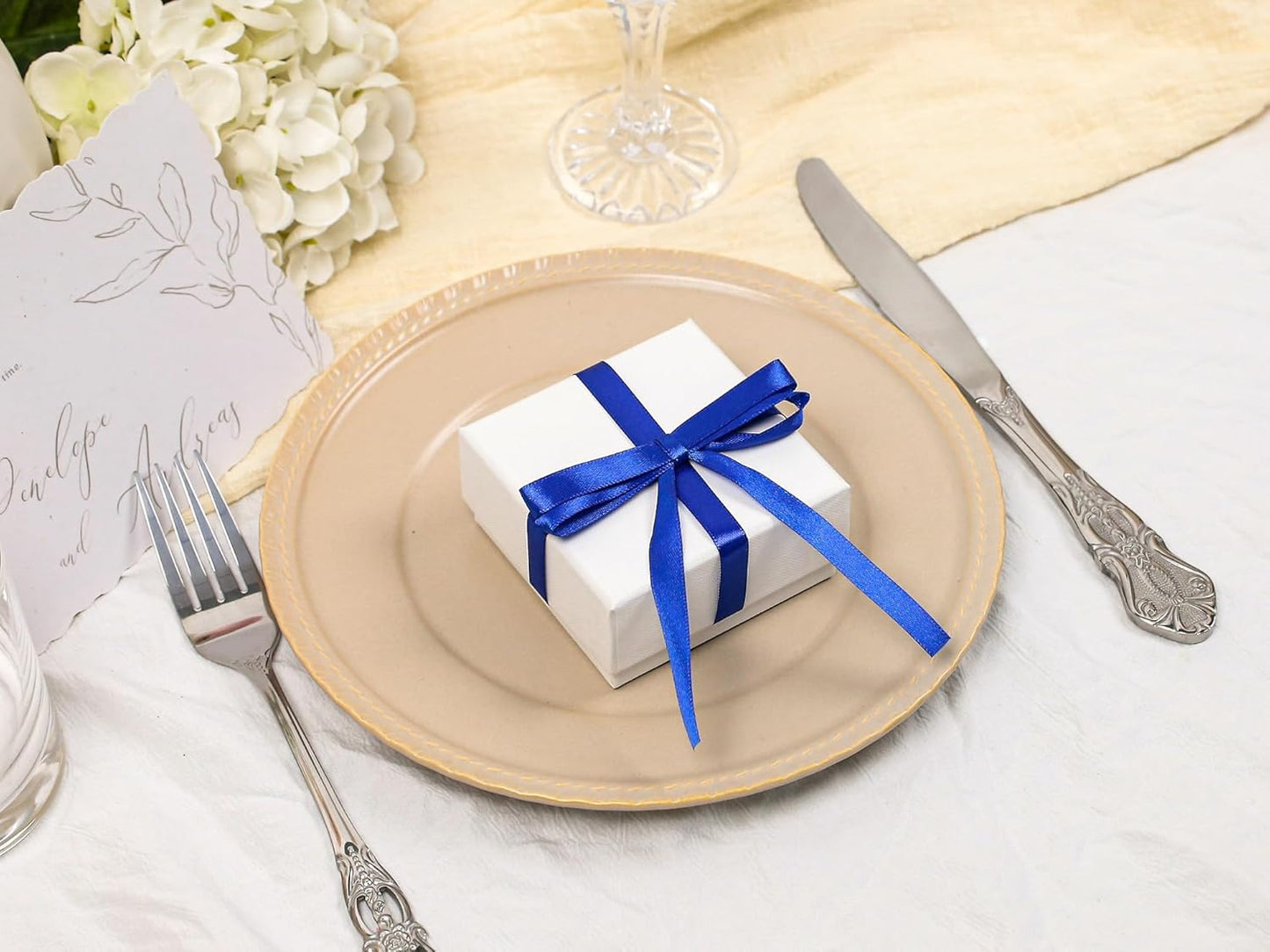 Royal Blue Satin Ribbon 3/8 inch X Continuous 25 Yards, Single Face Polyester Ribbon Perfect for Gift Wrapping, Flower Bouquet, Wedding Decor, Crafts, Bow Making, Sewing and More