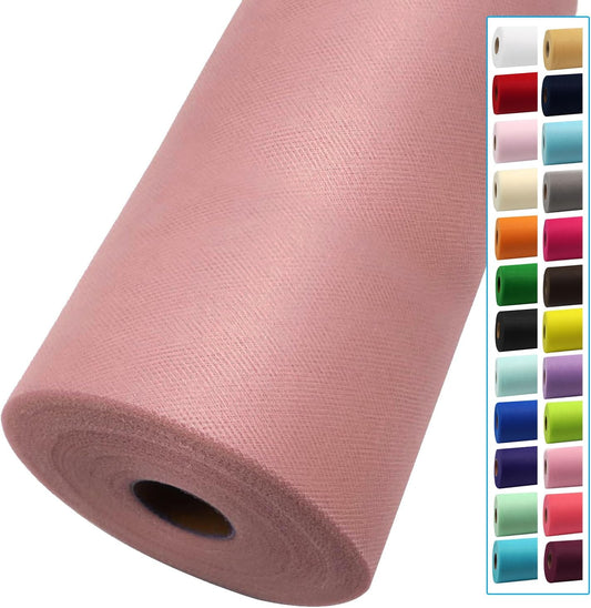 Dusty Rose Tulle Fabric Rolls 54 Inch by 40 Yards Tulle Bolt Spool for Wedding Decorations DIY Tutu Baby Shower Table Skirt Ceiling Decor Birthday Party Craft Supplies