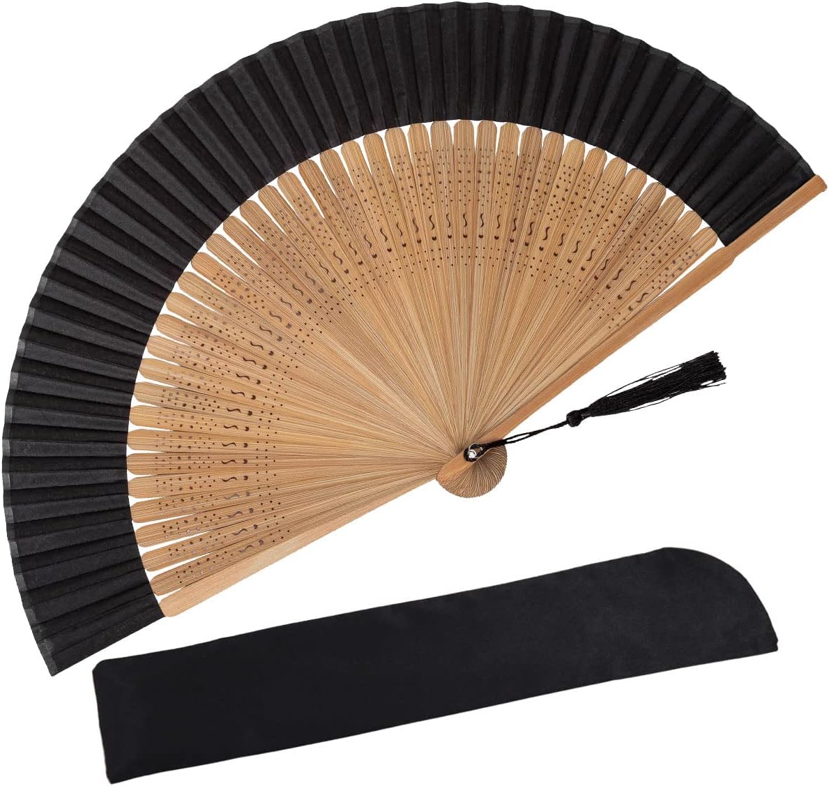 Amajiji Small Folding Hand Fan for Women, Chinese Japanese Vintage Style Bamboo Silk Fans for Party Wedding Dancing Decoration Gift Performance