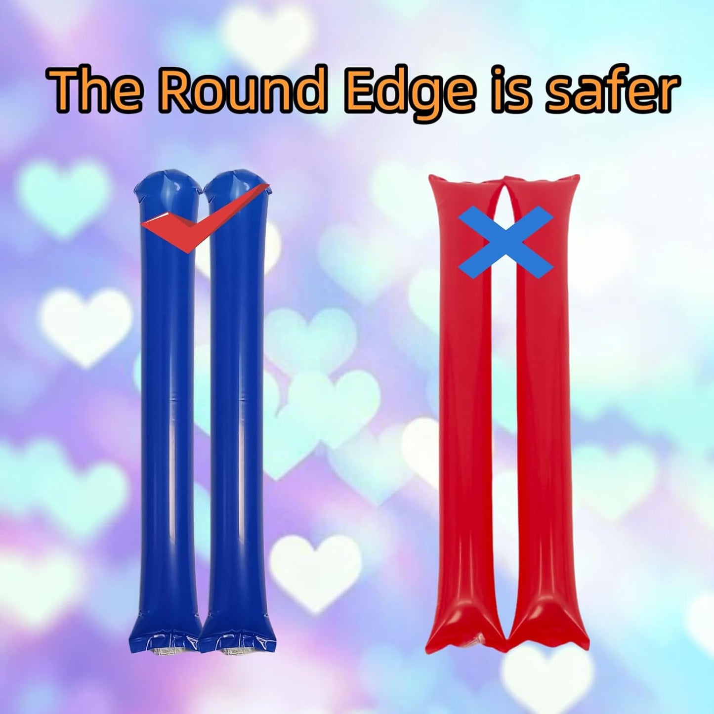 48pcs Round Head Boom Sticks Thunder Sticks Cheering Sticks Team Spirit Plastic Cheerleading Spirit Stick Clapper Inflatable Noise Maker Sports Supply (Blue)