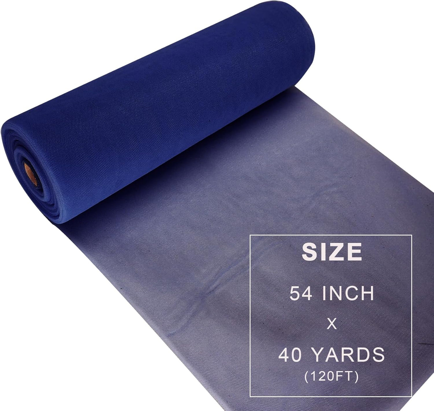 Navy Blue Tulle Fabric Roll Spool Bolt (54 Inch by 40 Yards) Large Tulle Wedding Party Decoration, Tutu Skirt, Table Runner, Gift Wrapping, Bridal Shower, Soft & Drape (Navy Blue)