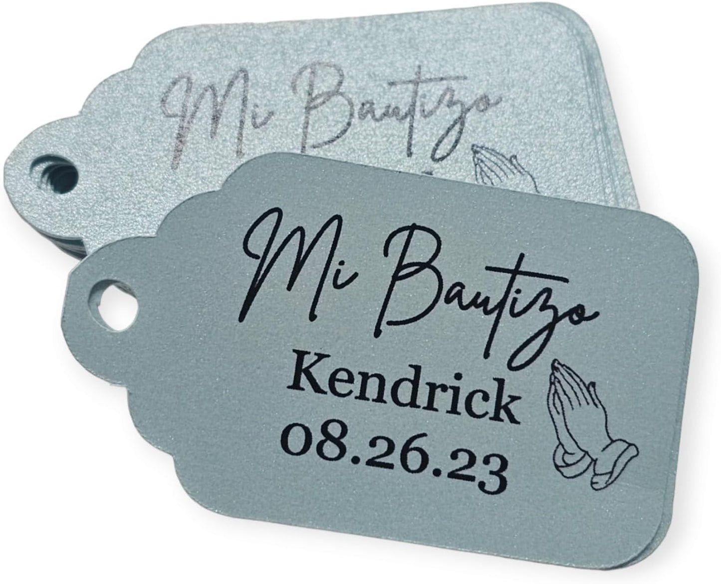 Mi Bautizo Baptism Christening Personalized Thank You Tags 20 pcs - More Colors Available (blue shimmer)