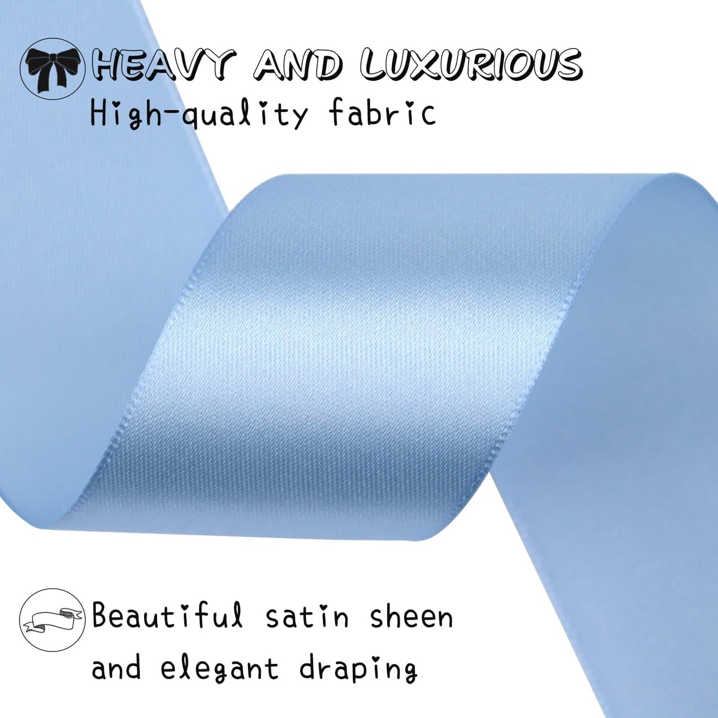 Lake Blue Solid Satin Ribbon 1-1/2 Inch 25 Yards Solid Polyester Fabric Ribbon for Gift Wrapping Wedding Christmas Baby Shower Birthday Party Decoration Handmade Immortal Flower Craft