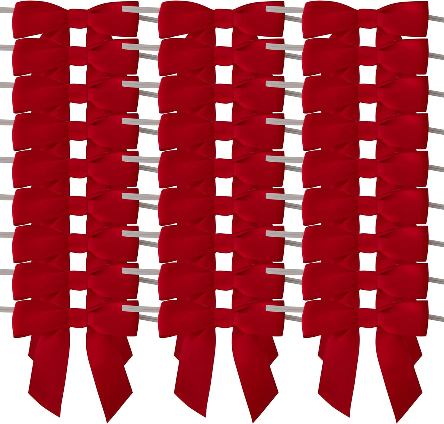 50pcs 3-1/2" Red Satin Ribbon Bows with Twist Ties Giant Bows for Christmas Holiday Gift Packing&Wrapping (Red)