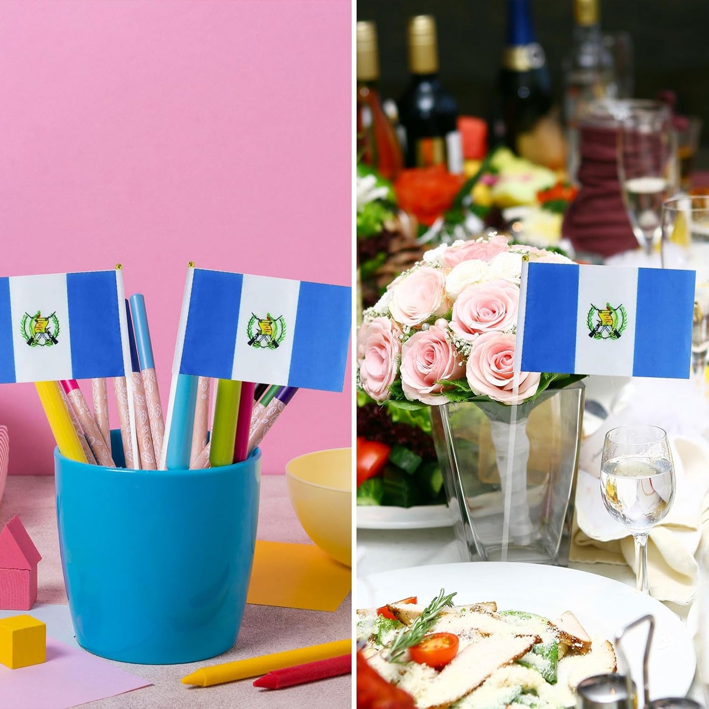 Guatemala Flag Guatemalan Flag, Small Mini Handheld Guatemala Flags on Stick, Ideal for Party Parades Sports Events Patriotic Festival Decorations