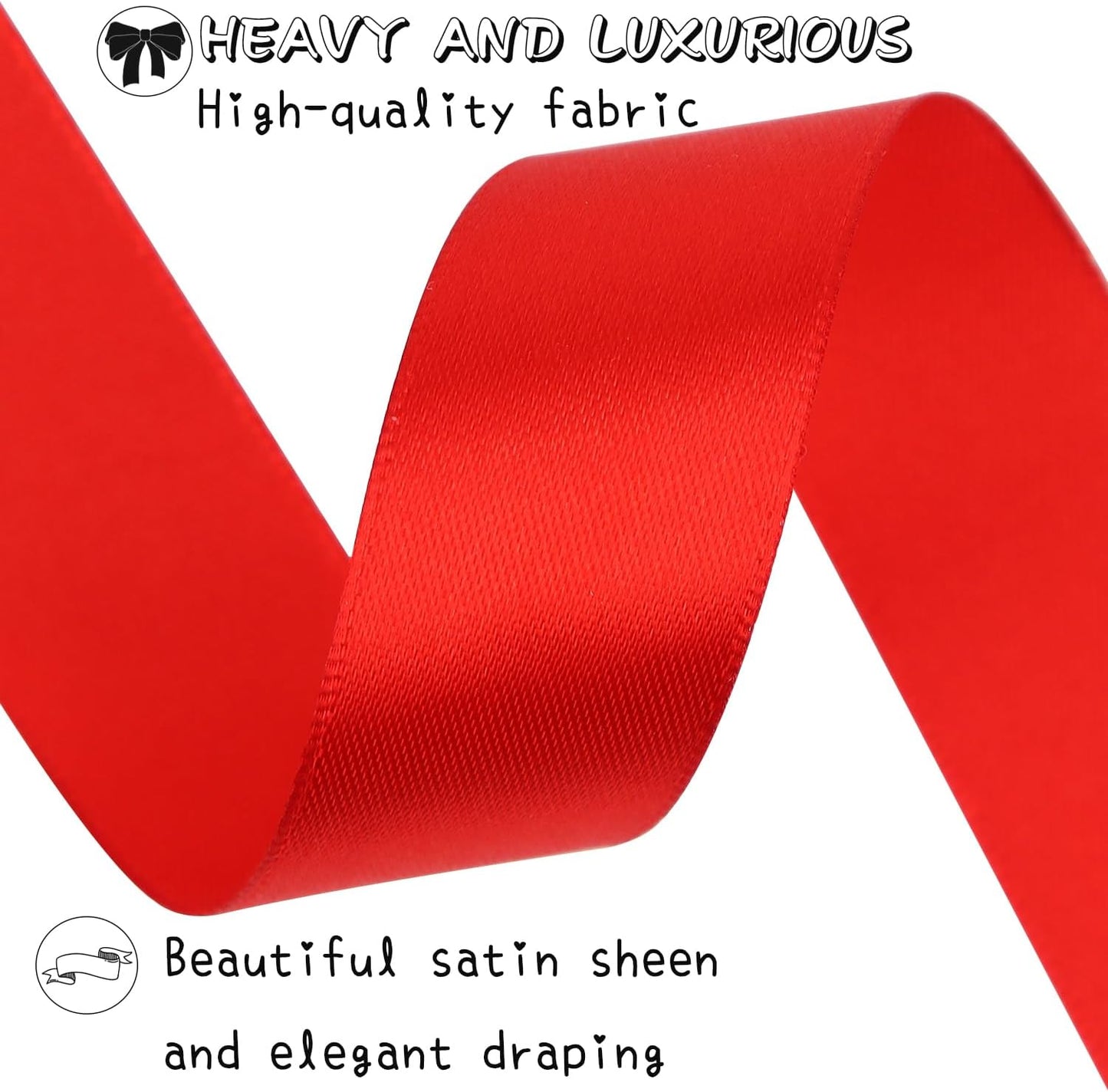 Red Solid Satin Ribbon 1 Inch 25 Yards Solid Polyester Fabric Ribbon for Gift Wrapping Wedding Christmas Baby Shower Birthday Party Decoration Handmade Immortal Flower Craft