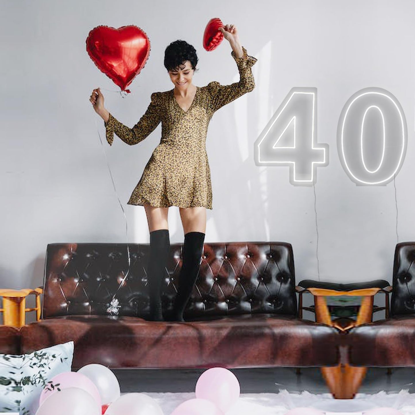 Number 0 Neon Sign Light, 16.54" Cool White USB Battery Powered Led Neon Sign for Party Wedding Anniversary Decor Light Sign (Number 0)