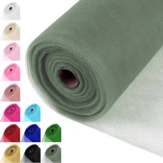 Moss Green Tulle Fabric Rolls 54 Inch x 40 Yards Large Mesh Tull Bolt for Wedding, Garden Netting, Tutu Skirt, Party Decoration and Craft Supplies