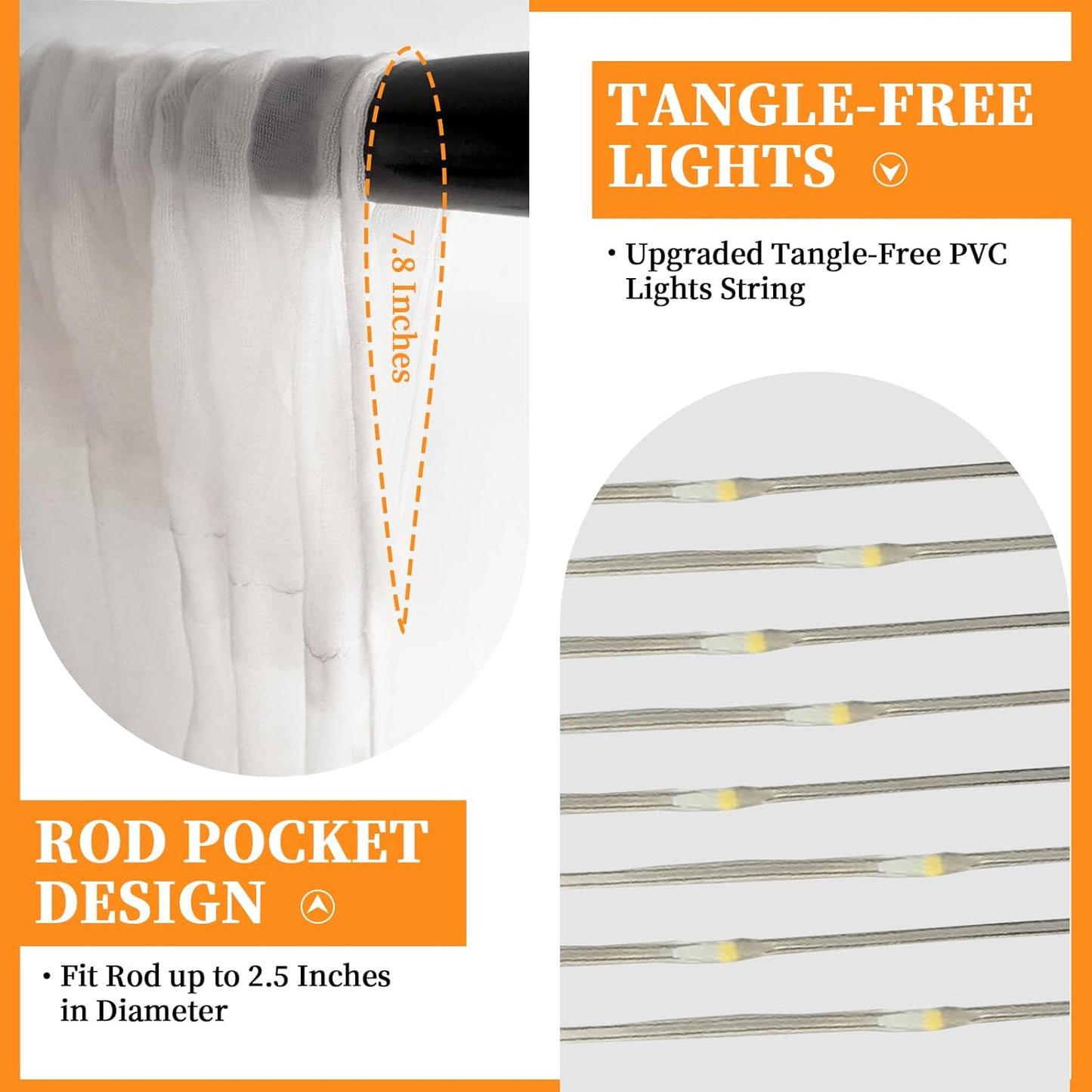 10x10ft White Tulle Backdrop Curtain with String Lights, Wrinkle-Free Sheer Wedding Backdrop for Birthday Parties, Baby Showers, Bridal Showers, Photo Shoots and Home Decorations, White