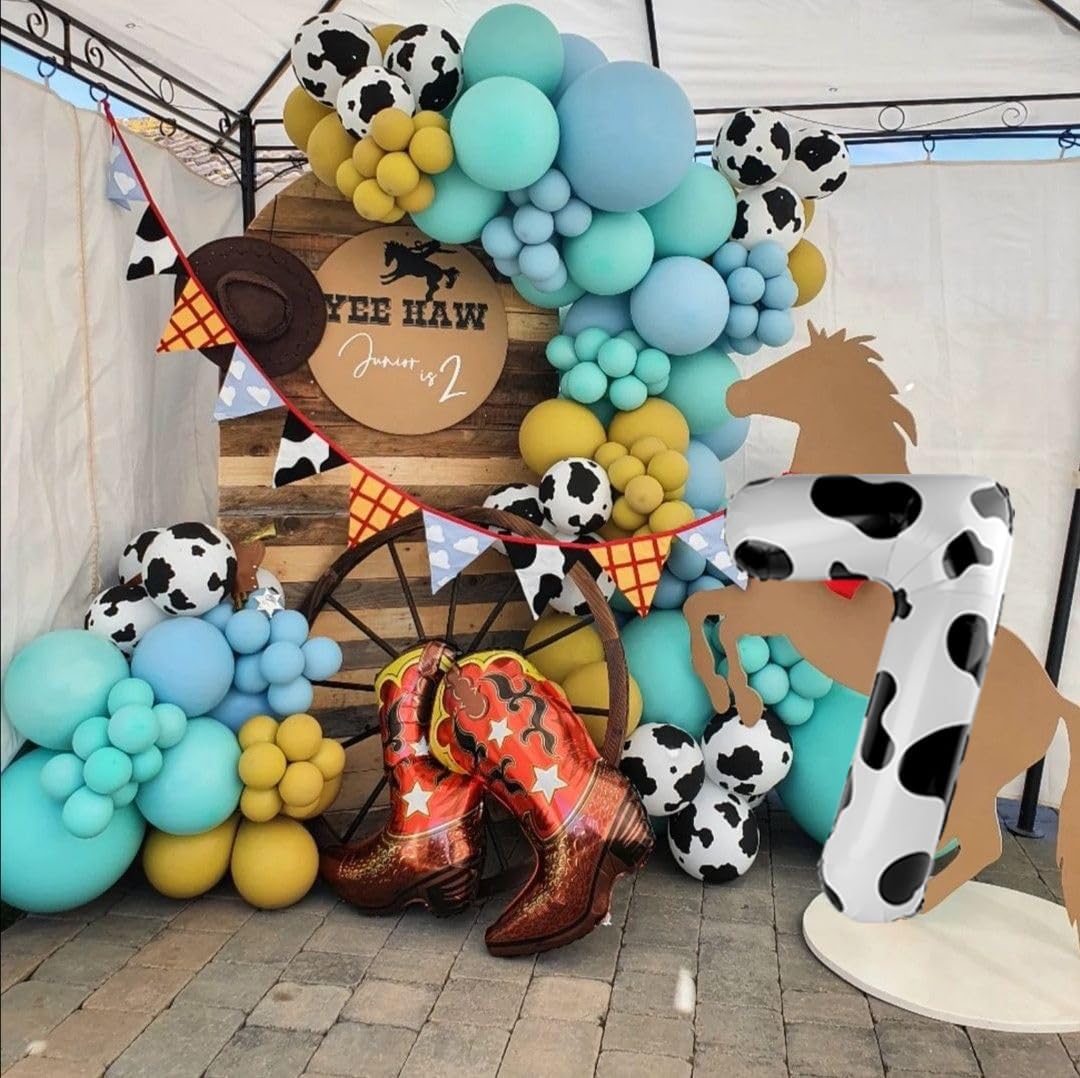 Cow Print Number 7 Birthday Balloon 40 Inch, Digital Balloons for 7 17 27 70 77 Party Celebration Decorations Supplies, Mylar Foil Numbers Balloon for Seven Wedding Anniversary