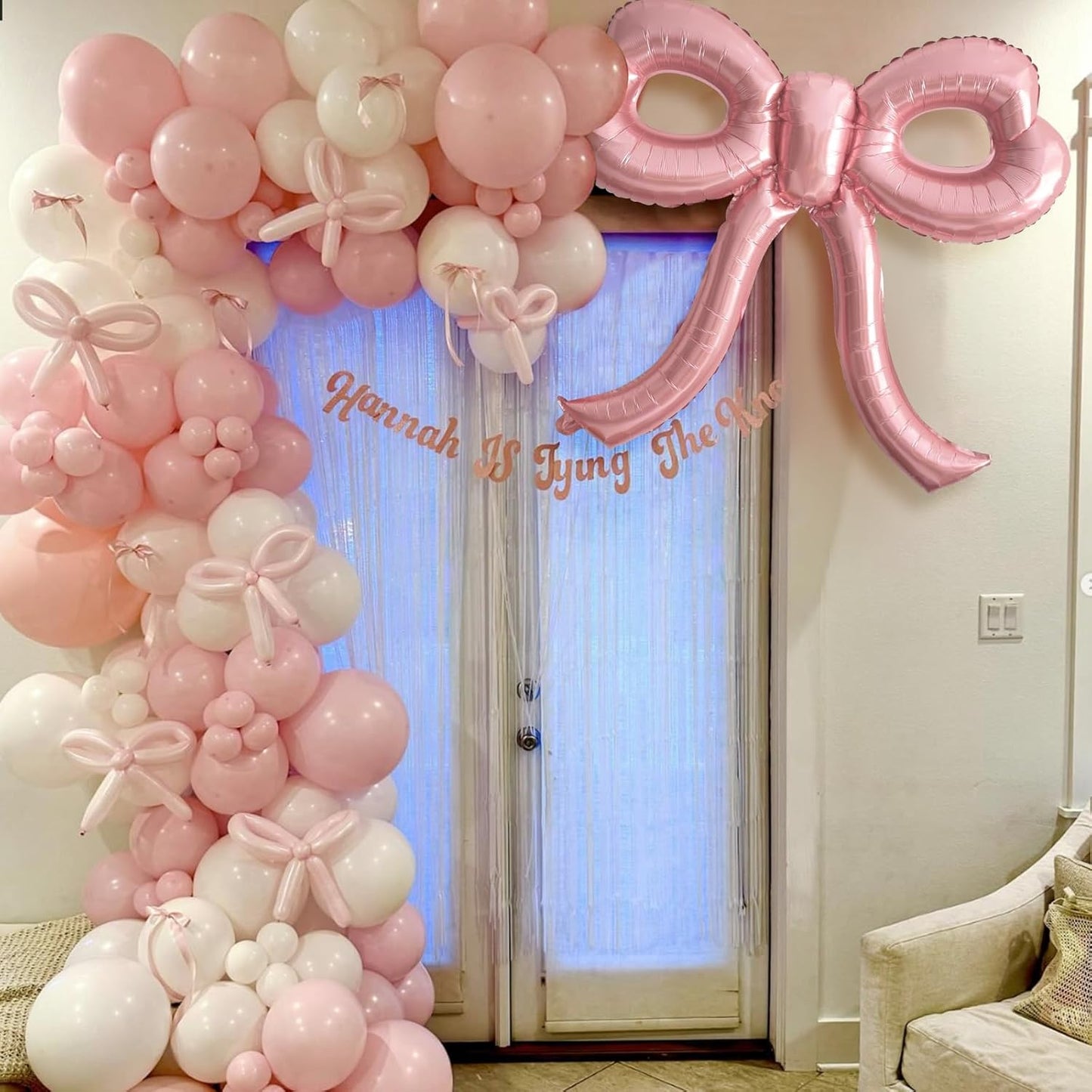 2 Pcs Pink Bow Balloons Bow Party Decorations for Girl Women Pink Bow Birthday Decorations Giant Foil Balloon for Baby Shower Bridal Engagement Wedding Decor Bachelorette Party Supplies