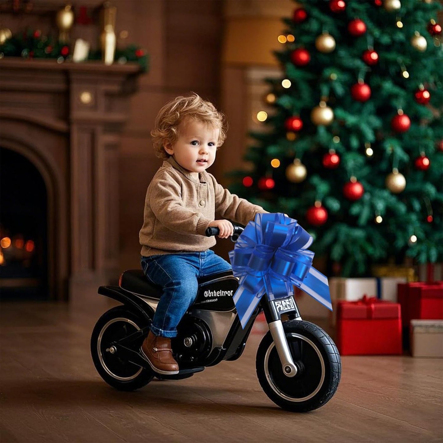 12 PCS 6 Inch Large Pull Organza Blue Bows - Perfect for Gift Wrapping, Wedding Decor, Car Bows, Birthday Parties, Christmas and Valentine's Day