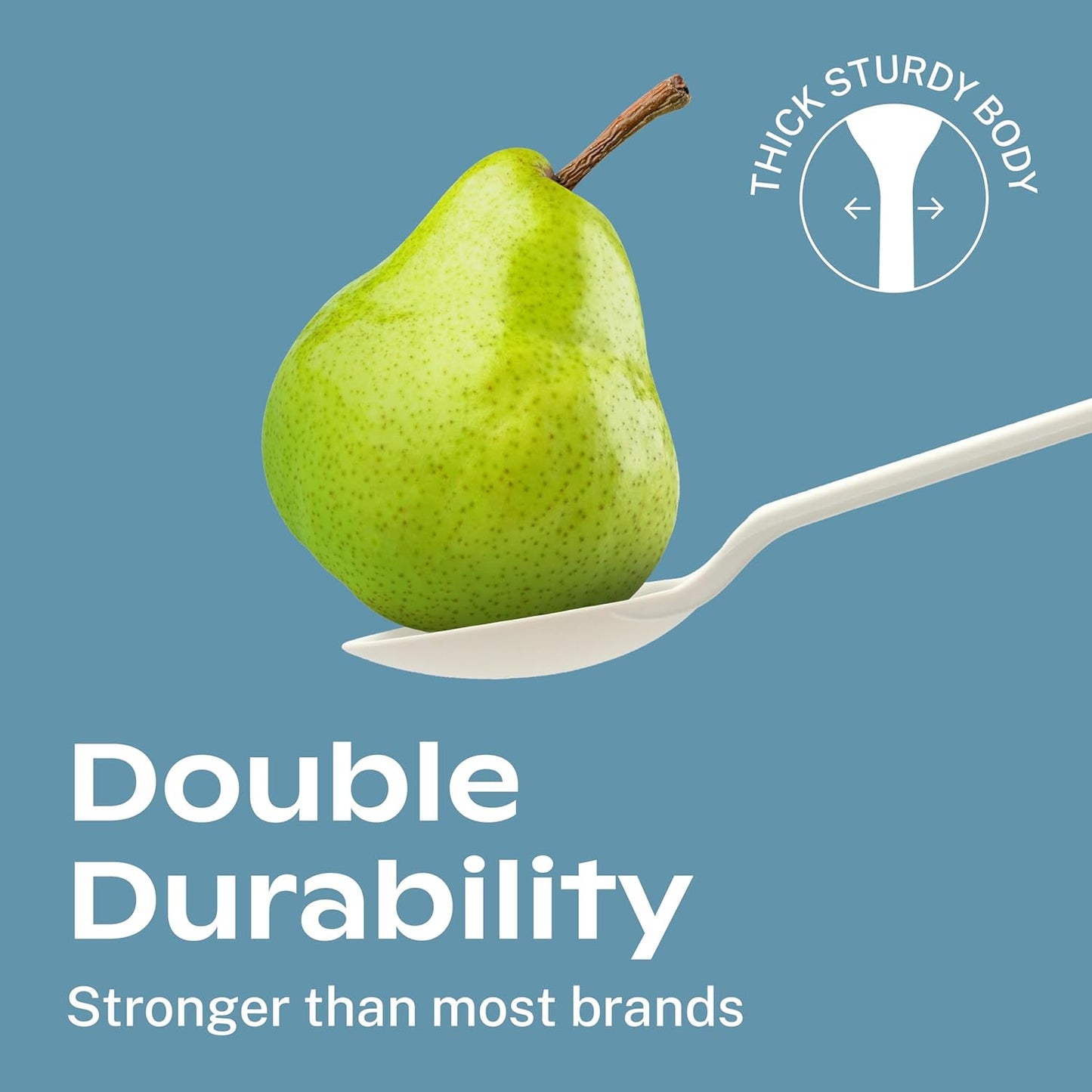 CORAL Ivory White 100% Compostable Spoons - 120 Heavy Duty No Plastic Spoons (6.5 inch) - Break Resistant with Smooth Edges, Ocean Friendly Alternative to Plastic Utensils - Biodegradable & Disposable