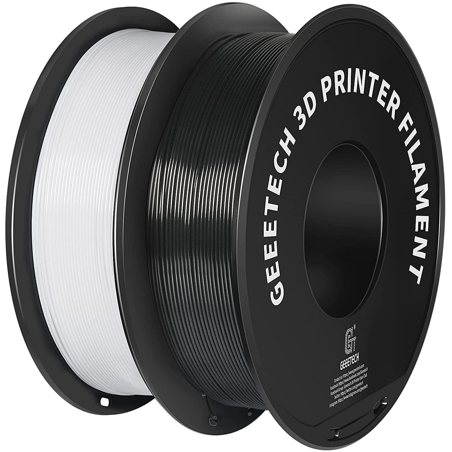 Geeetech 1.75mm PLA 3D Printer Filament, Upgrade Tidy Winding Tangle-Free, Dimensional Accuracy +/- 0.03mm,Black and White (2kg)