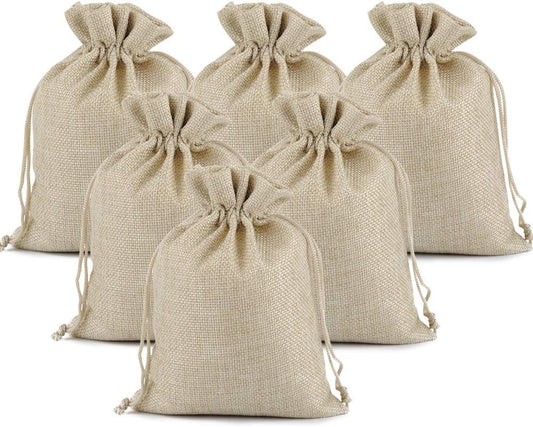 Lucky Monet 25/50/100PCS Burlap Gift Bags Wedding Hessian Jute Bags Linen Jewelry Pouches with Drawstring for Birthday, Party, Wedding Favors, Present, Art and DIY Craft (25Pcs, Cream, 3” x 4”)