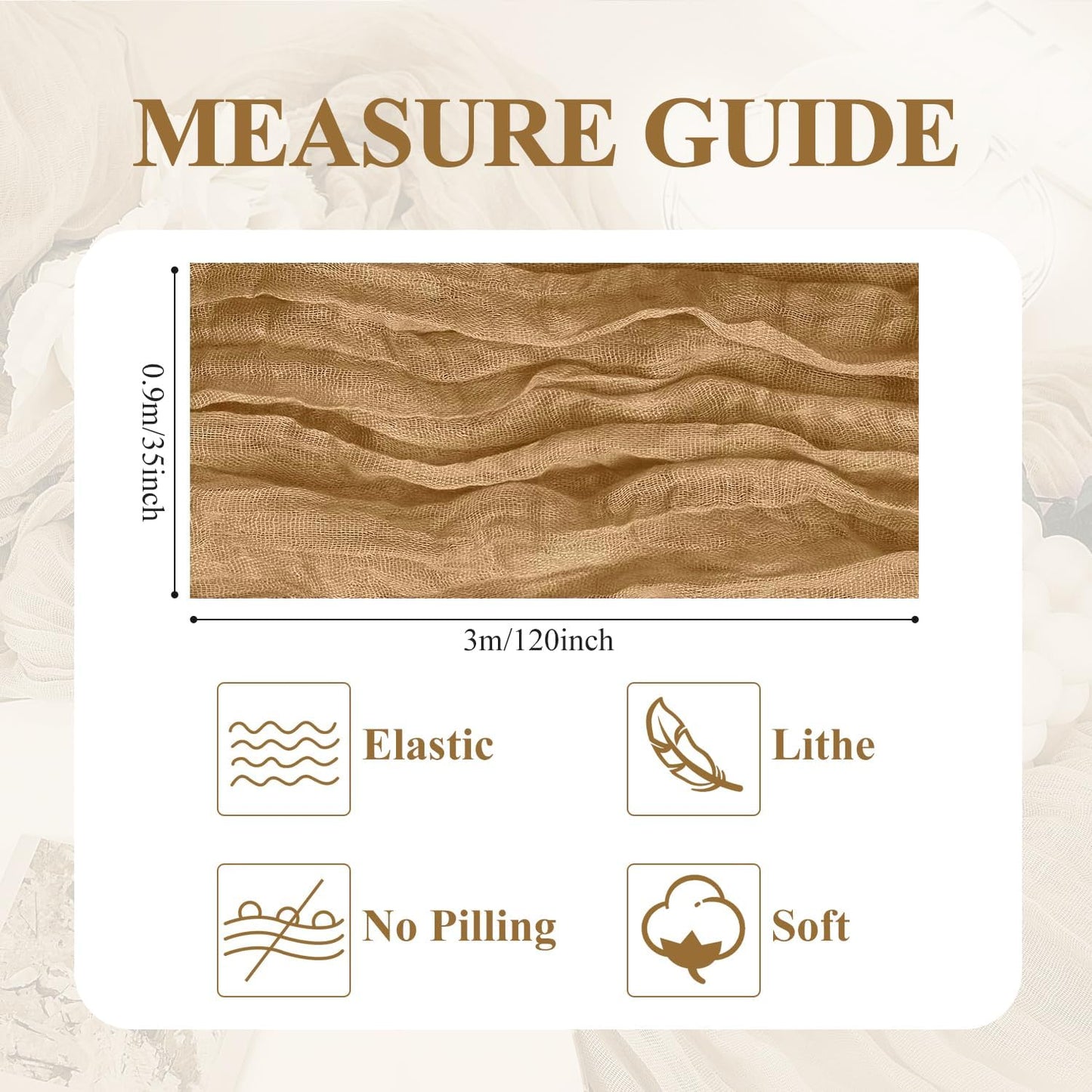 Asee'm Cheesecloth Table Runner 120 Inches Long Khaki Boho Gauze Cheese Cloth Runner 10FT Rustic Sheer Fall Table Runners for Thanksgiving Christmas Wedding Party Baby Shower Decoration