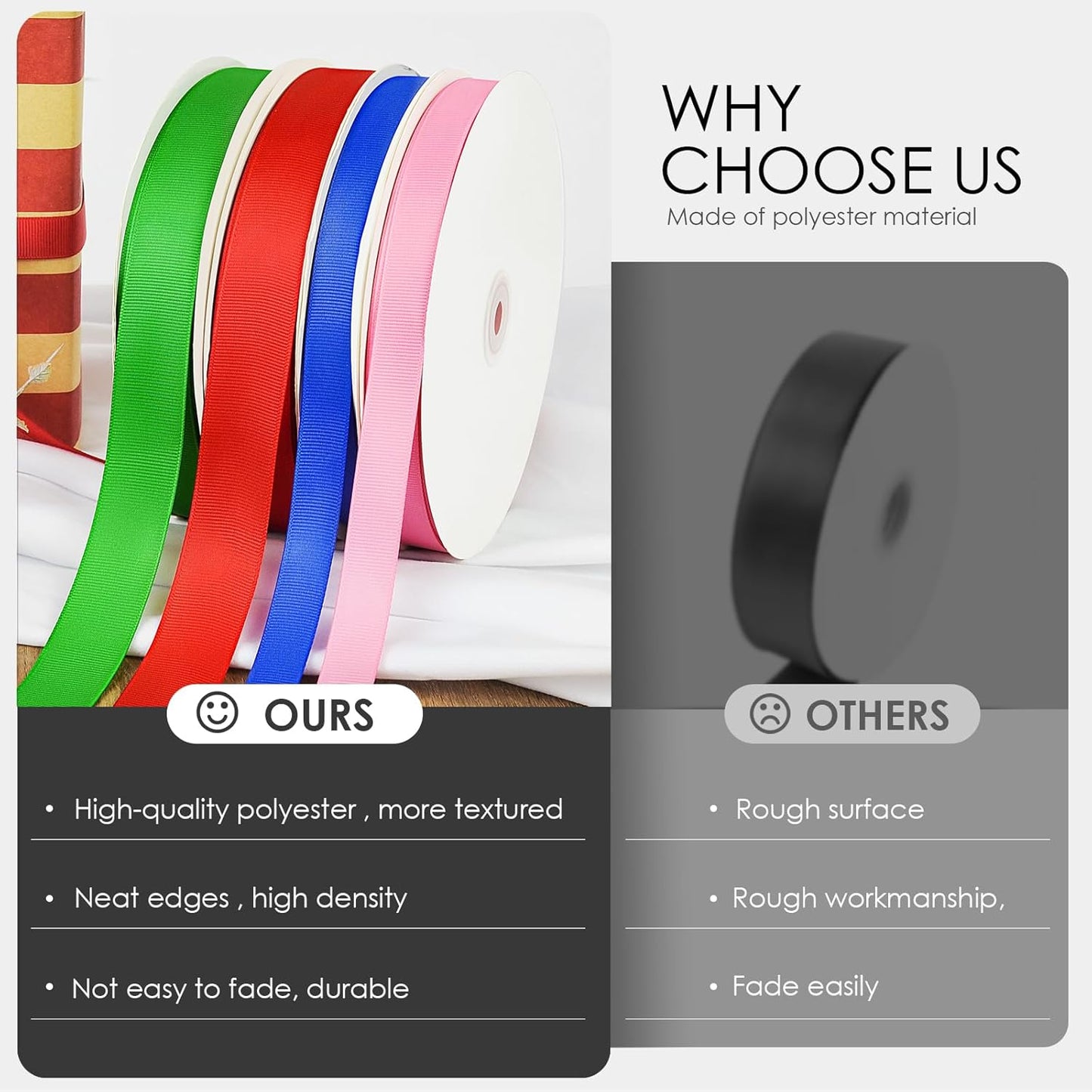 100 Yards 1.5 inch Grosgrain Ribbon, Solid Color Fabric Ribbon Perfect for Gift Wrapping, Wedding, Handmade Bows, Floral Bouquets and Party Decoration(Black)