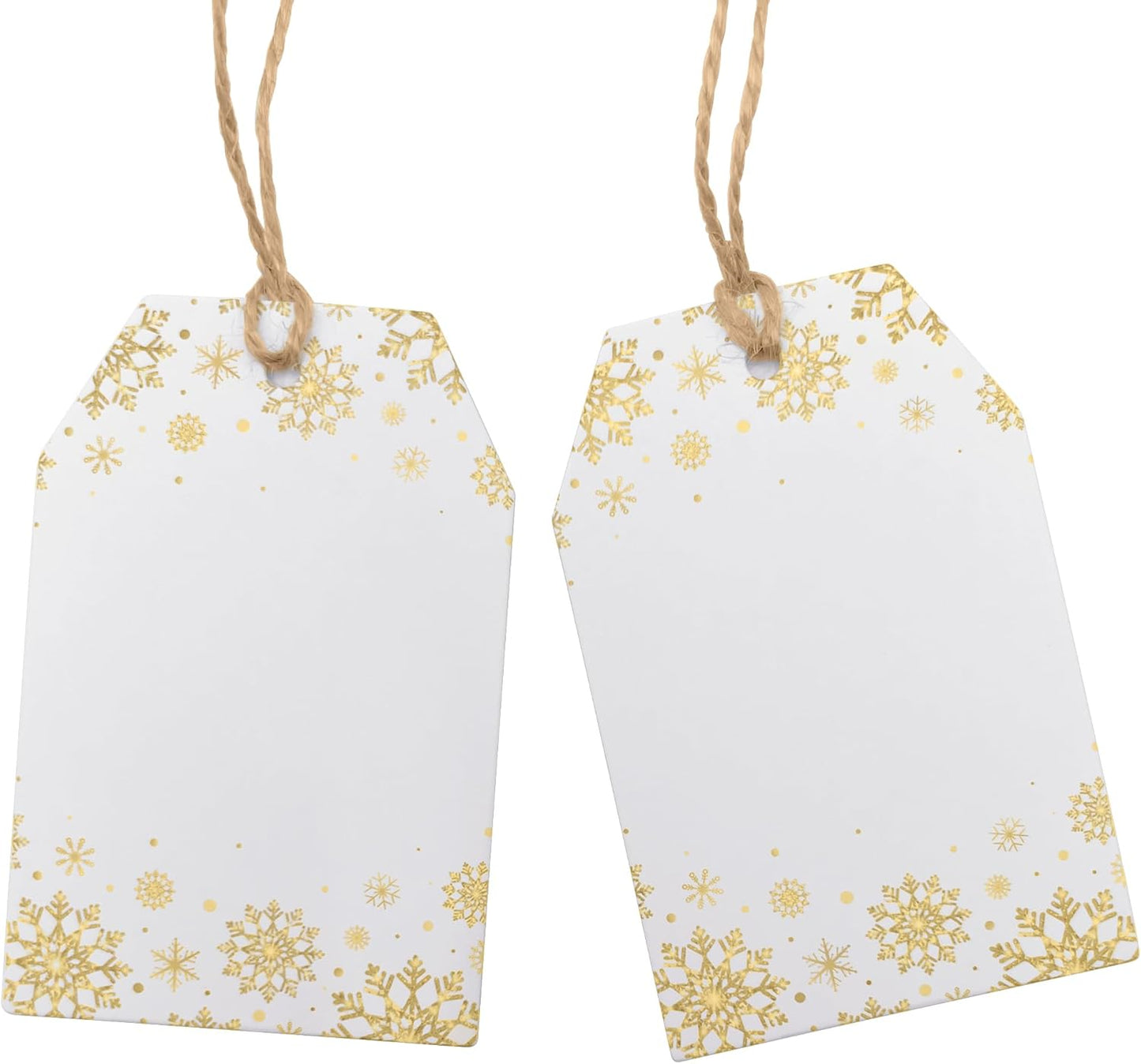 100Pcs Golden Snowflakes Gift Tags with String Attached Gift Tags for Presents Personalized White Paper Gift Labels for Birthday Party Wedding Christmas Favor Gift Wrap