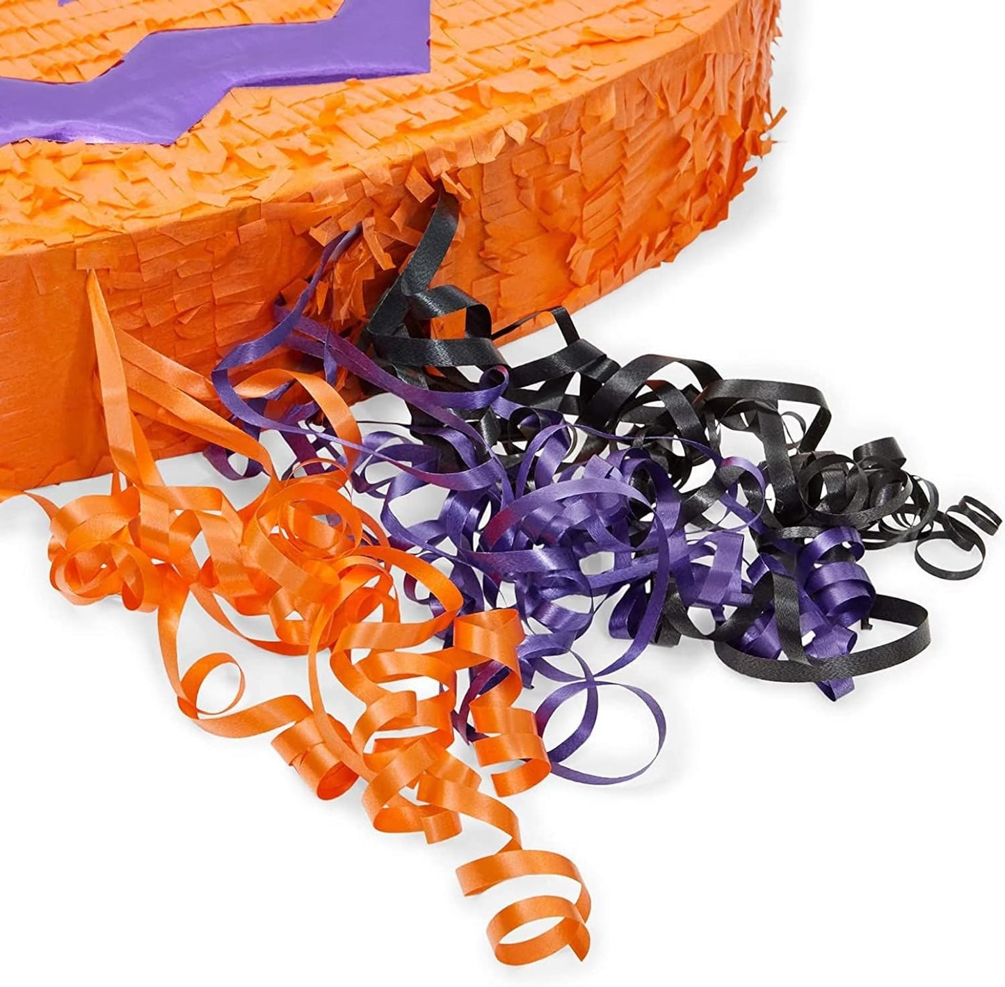 Halloween Pinata Jack-O-Lantern Pumpkin - 17 x 13 x 3 in, Orange, Corrugated Paper - 3 Pull Strings for Candy Favors & Easy Fill & Hang - Pumpkin Piñatas - Halloween Party Supplies