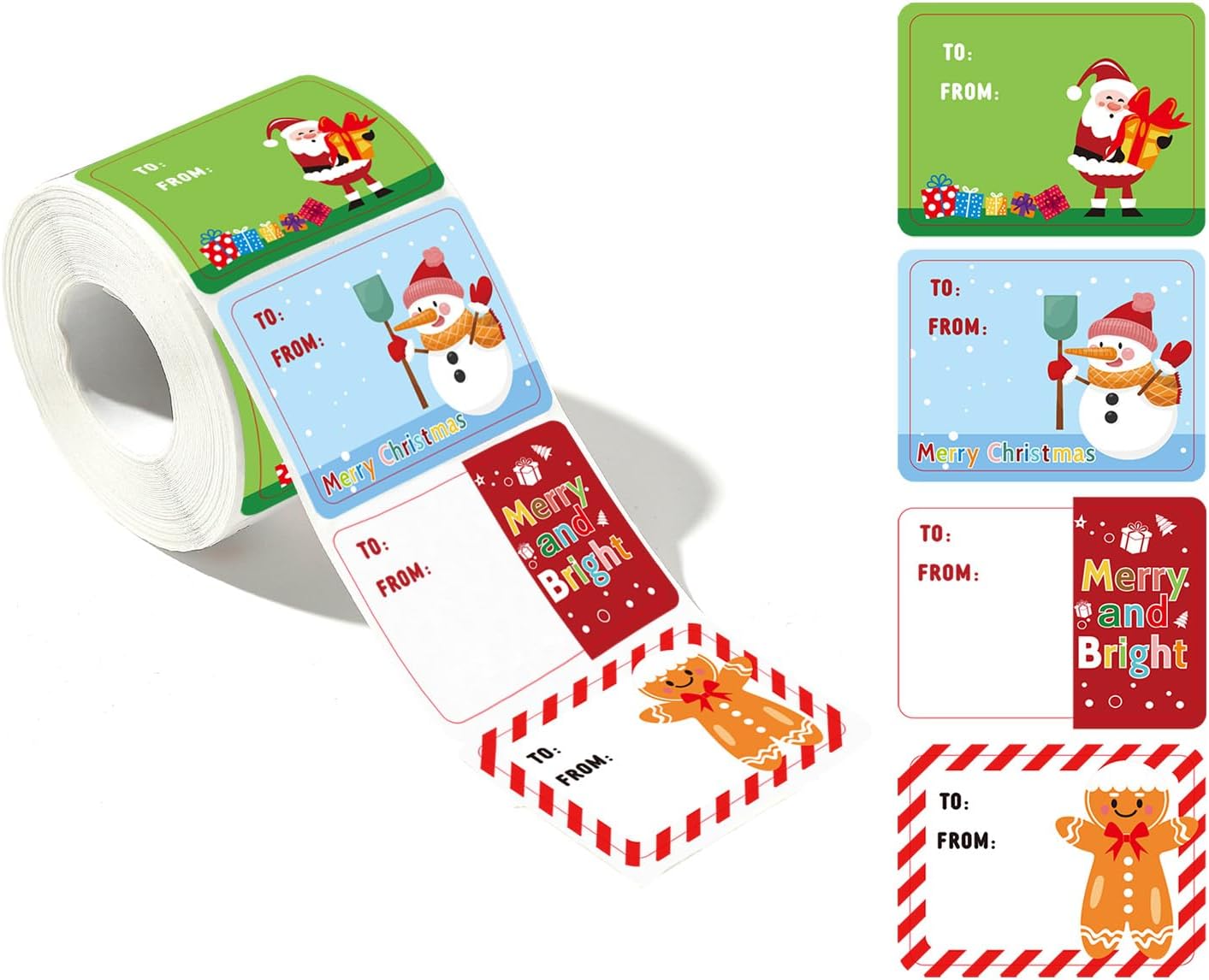500 Pieces Christmas Gift Tags Sticker Name Tags for Christmas Presents Gift Labels (Inches, 2 x 1.5 Gingerbread)