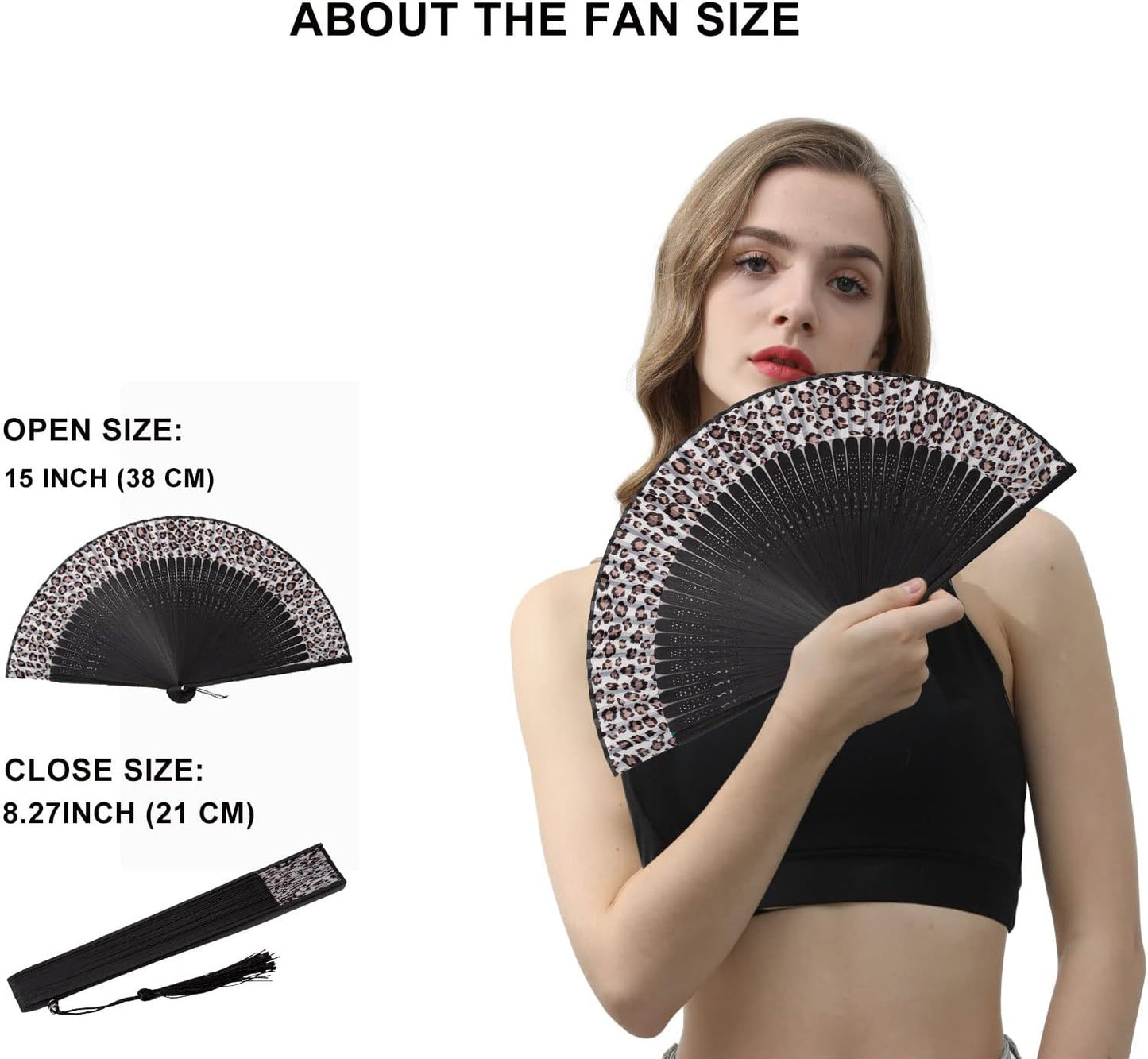 Amajiji Small Folding Hand Fan for Women, Chinese Japanese Vintage Style Bamboo Silk Fans for Party Wedding Dancing Decoration Gift Performance (AM-06)