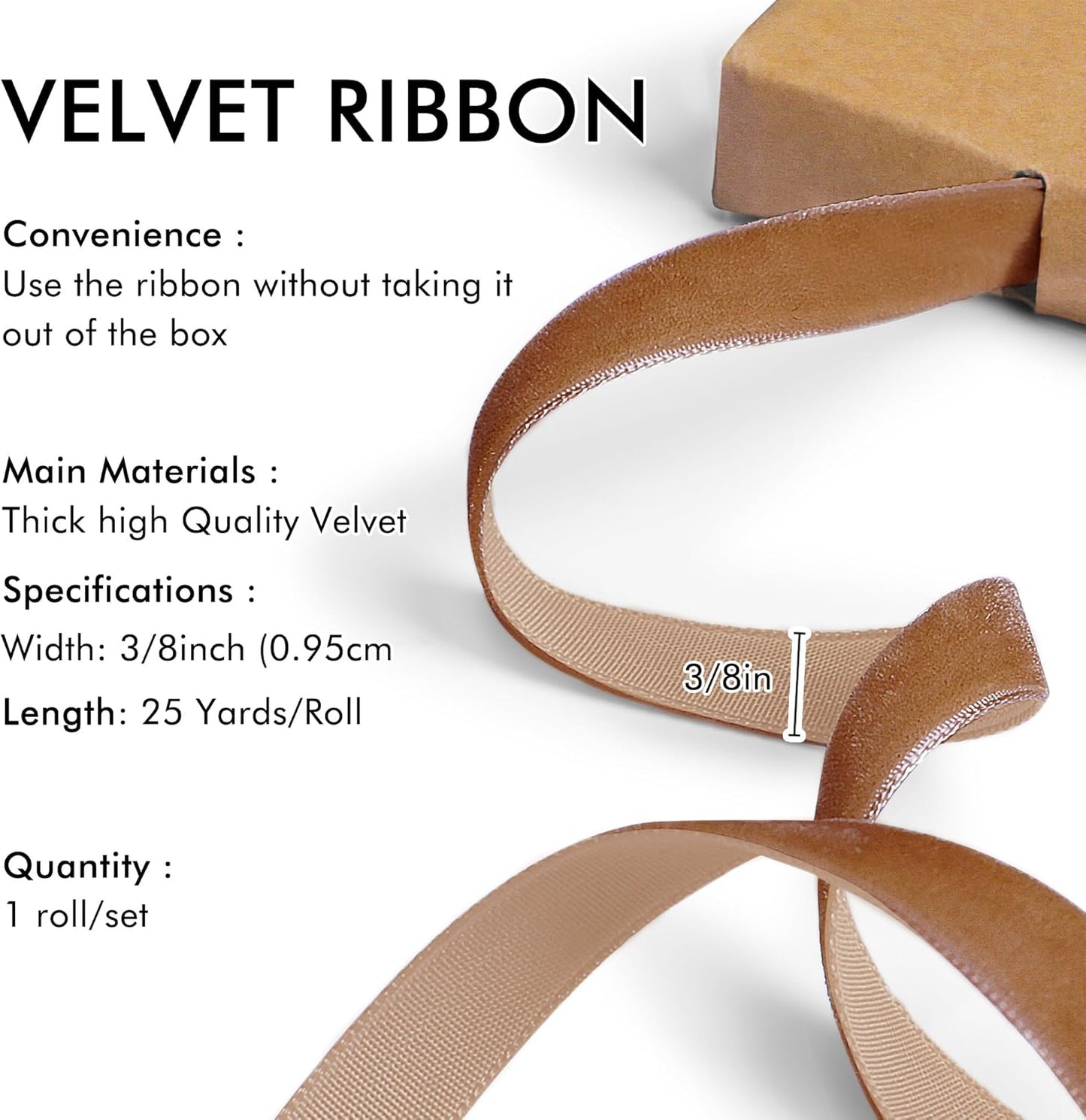 Copper Velvet Ribbon 3/8'' 25 Yards for Christmas Tree, Gift Wrapping, Flower Bouquet, Wreath Decorations, Bow Making