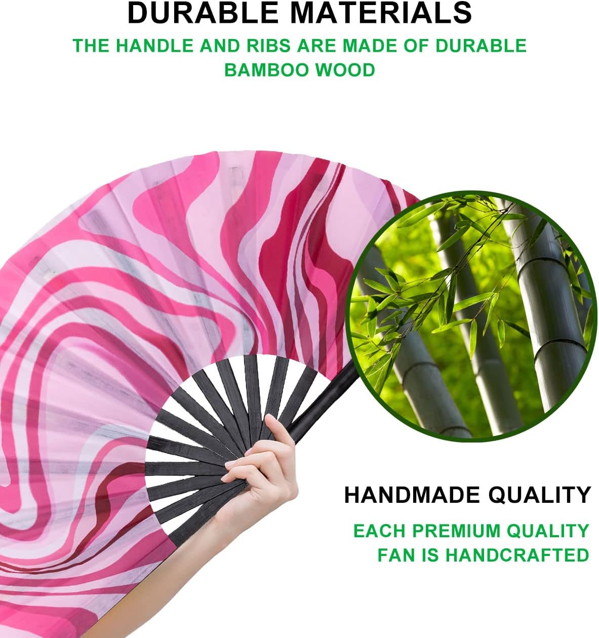 Amajiji Large Folding Hand Rave Fan Popping Fan for Line Dancing Clacking Fans for Boots On The Ground Dance,Party,Decoration,Festival (Pink Wave)